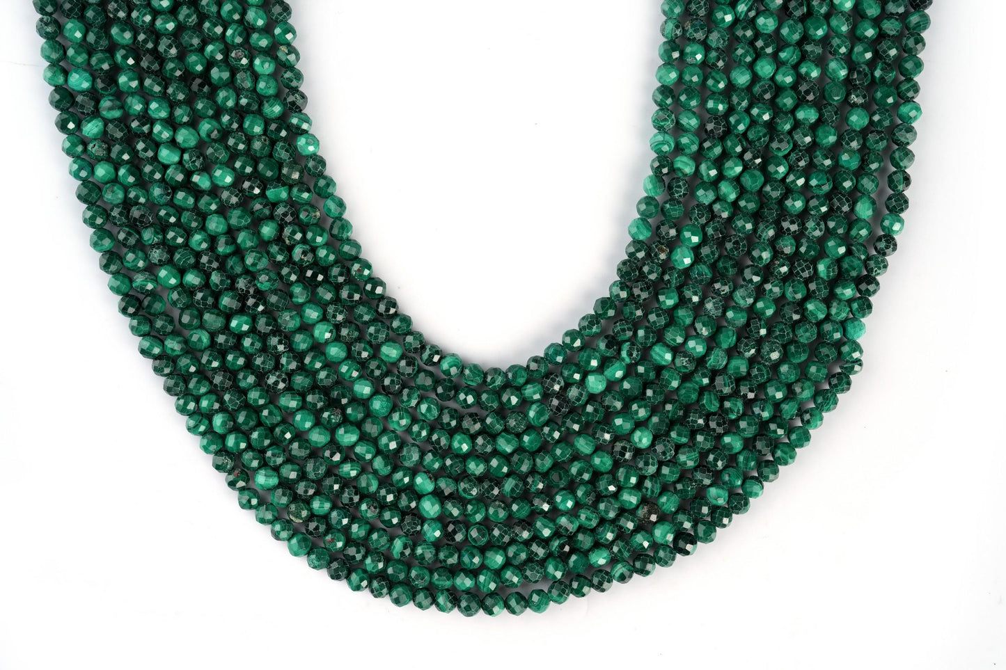 Natural Malachite Gemstone Round Micro Faceted Beads String 15.5 Inches Long 2/3/4/6 MM for Jewelry Making and Crafting - AS & JG