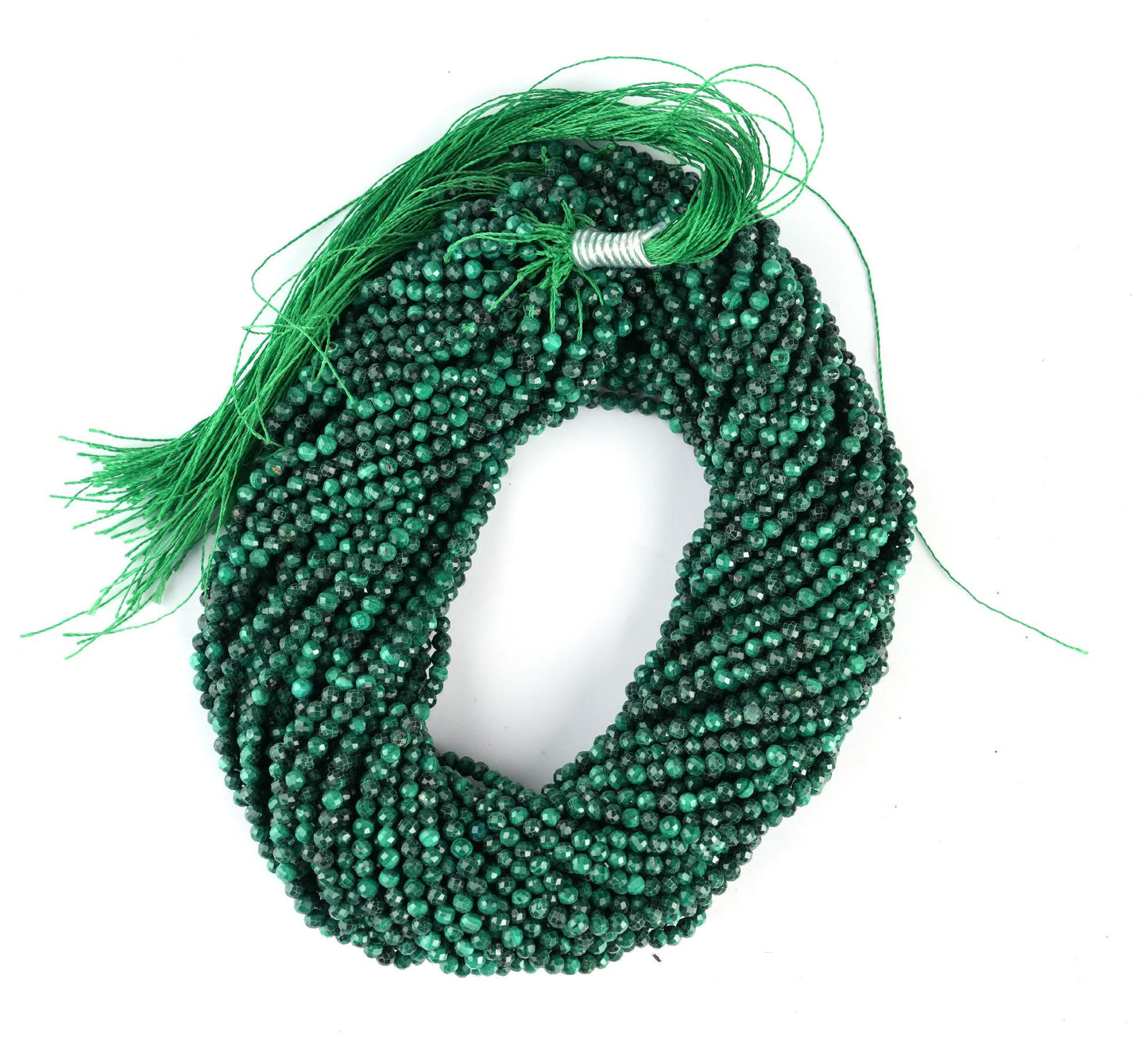 Natural Malachite Gemstone Round Micro Faceted Beads String 15.5 Inches Long 2/3/4/6 MM for Jewelry Making and Crafting - AS & JG