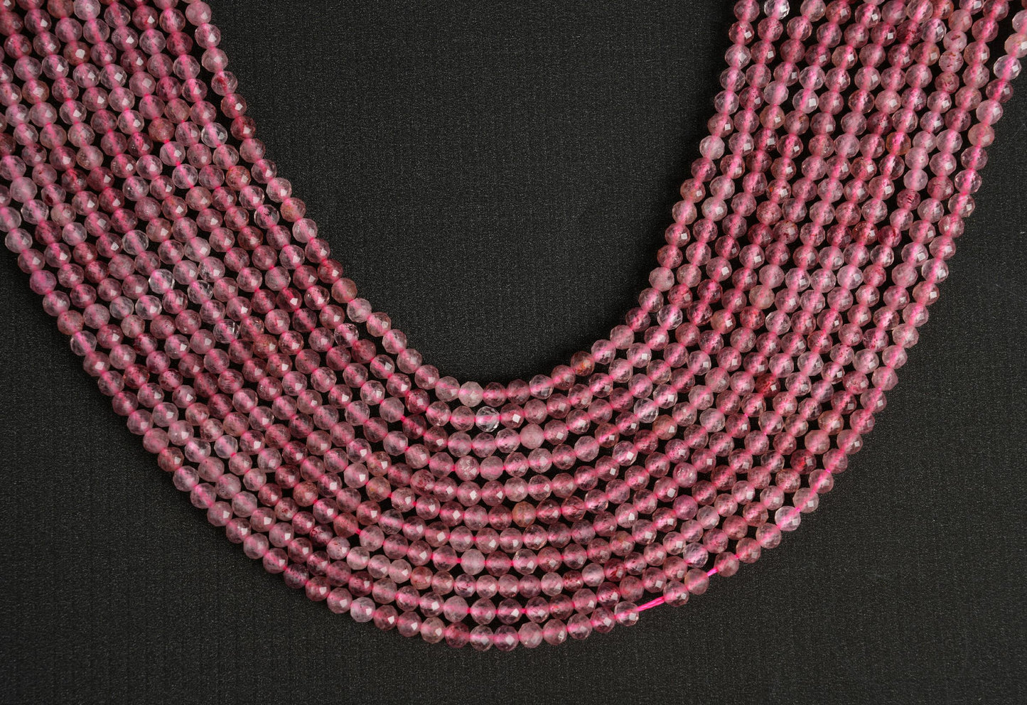 Natural Strawberry Quartz Gemstone Round Micro Faceted Beads String 15.5 Inches Long 2/3/4/6 MM for Jewelry Making and Crafting - AS & JG