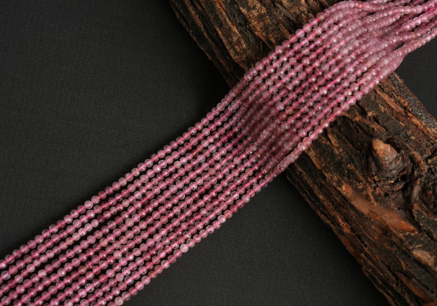 Natural Strawberry Quartz Gemstone Round Micro Faceted Beads String 15.5 Inches Long 2/3/4/6 MM for Jewelry Making and Crafting - AS & JG