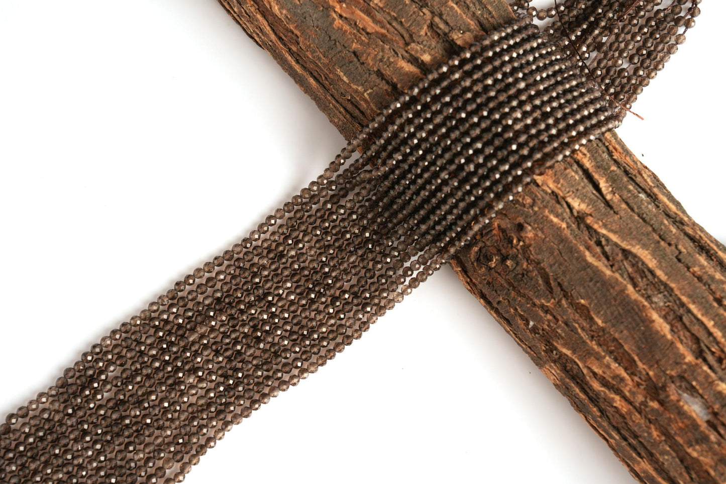 Natural Smoky Quartz Gemstone Round Micro Faceted Beads String 15.5 Inches Long 2/3/4/6 MM for Jewelry Making and Crafting - AS & JG