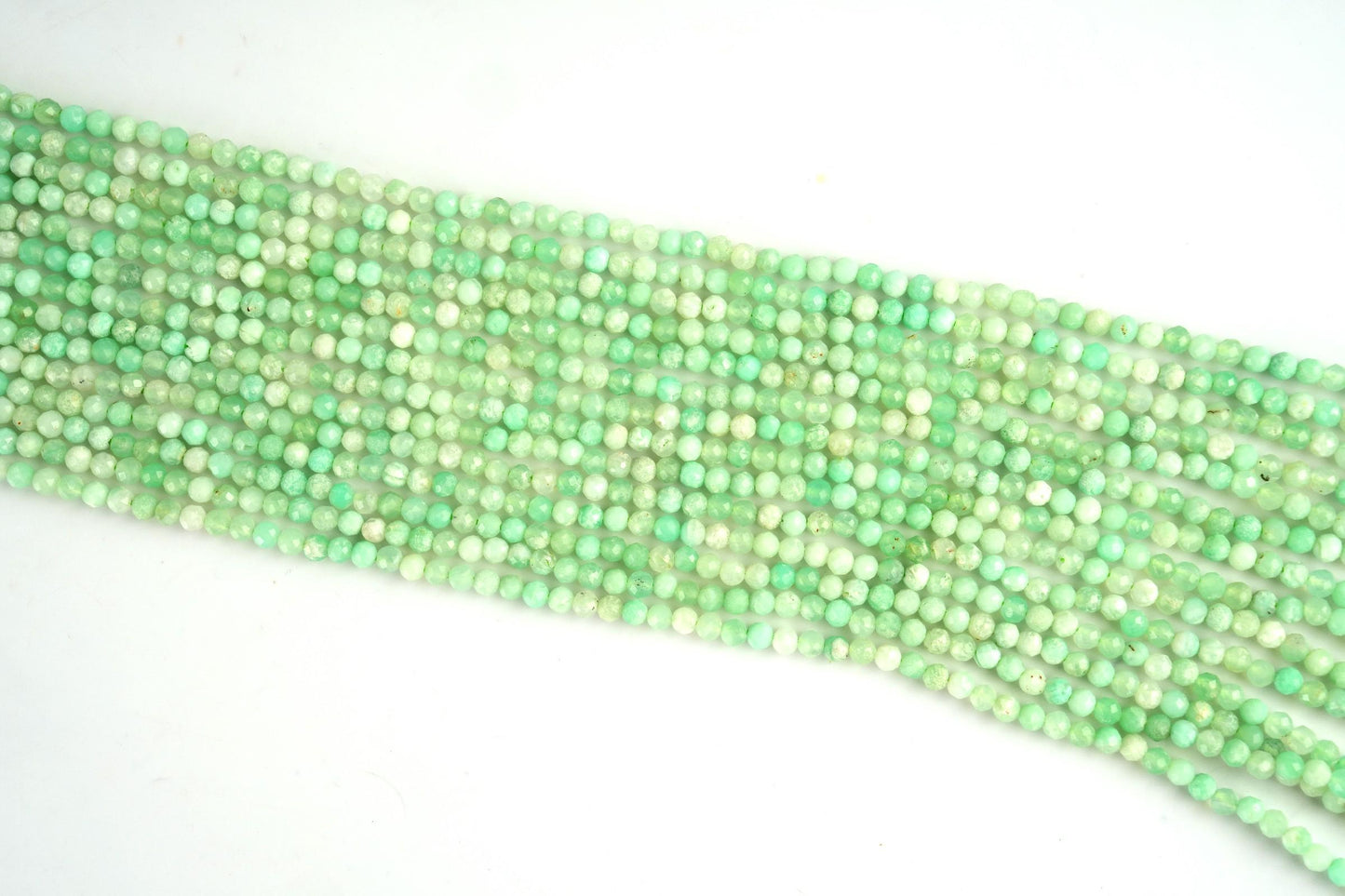 Natural Chrysoprase Gemstone Round Micro Faceted Beads String 15.5 Inches Long 2/3/4/6 MM for Jewelry Making and Crafting - AS & JG