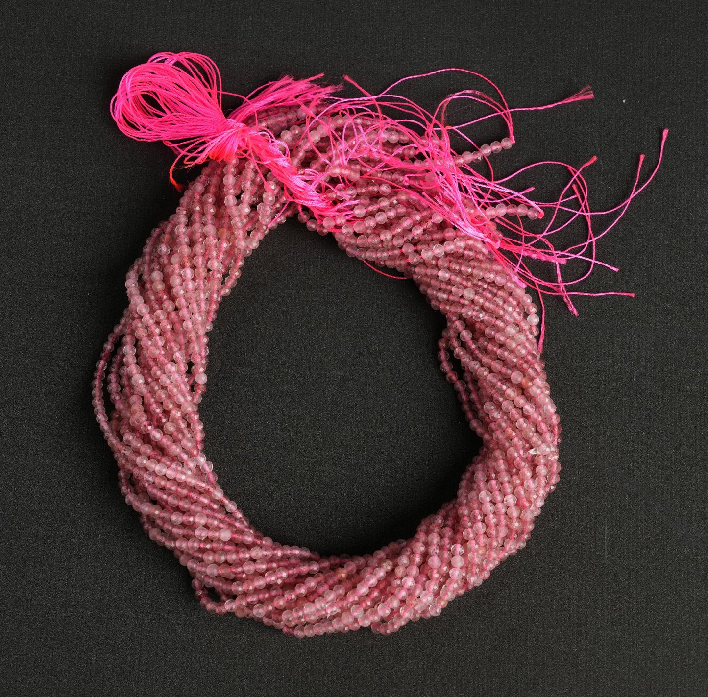 Natural Strawberry Quartz Gemstone Round Micro Faceted Beads String 15.5 Inches Long 2/3/4/6 MM for Jewelry Making and Crafting - AS & JG