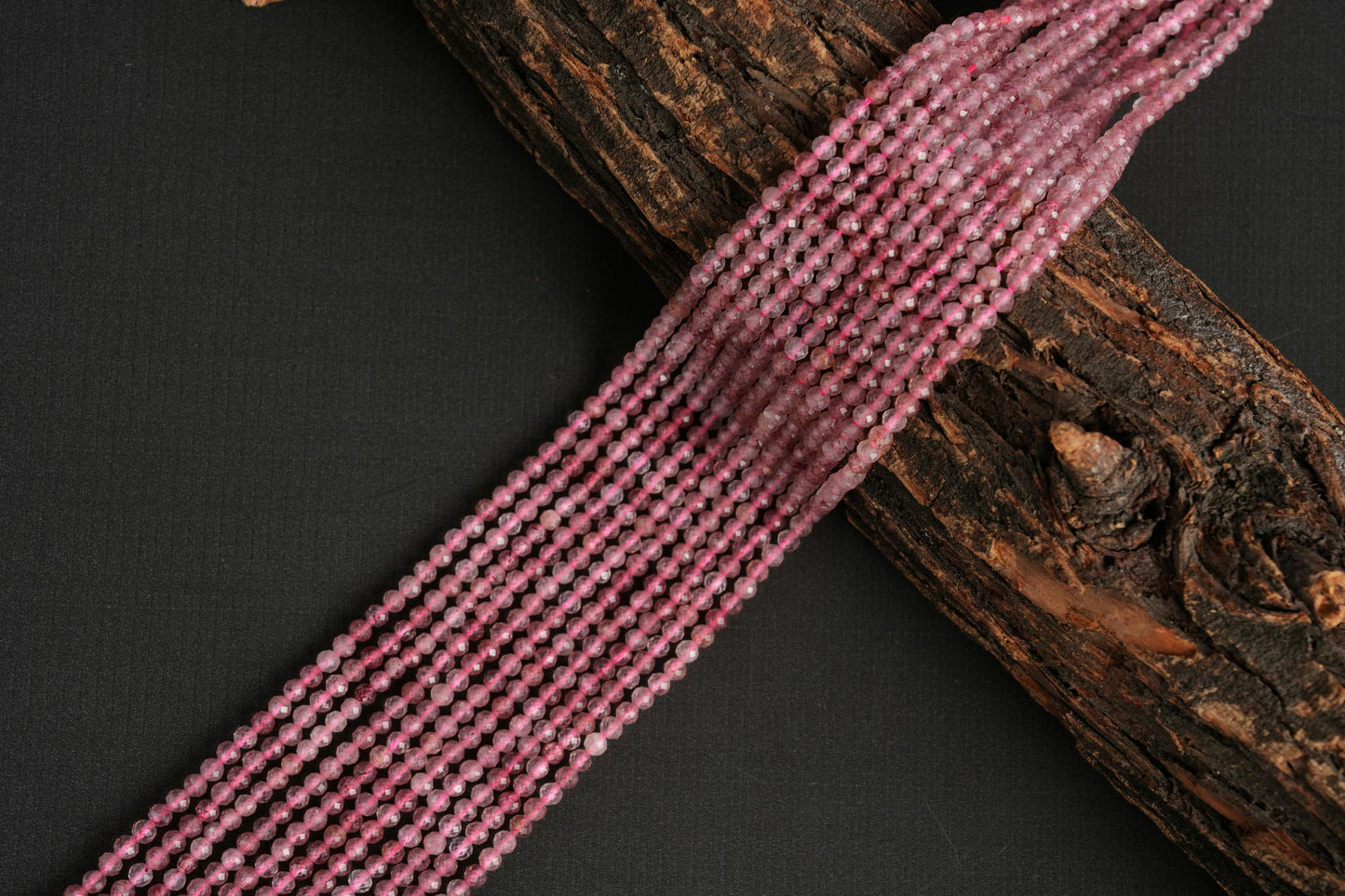 Natural Strawberry Quartz Gemstone Round Micro Faceted Beads String 15.5 Inches Long 2/3/4/6 MM for Jewelry Making and Crafting - AS & JG