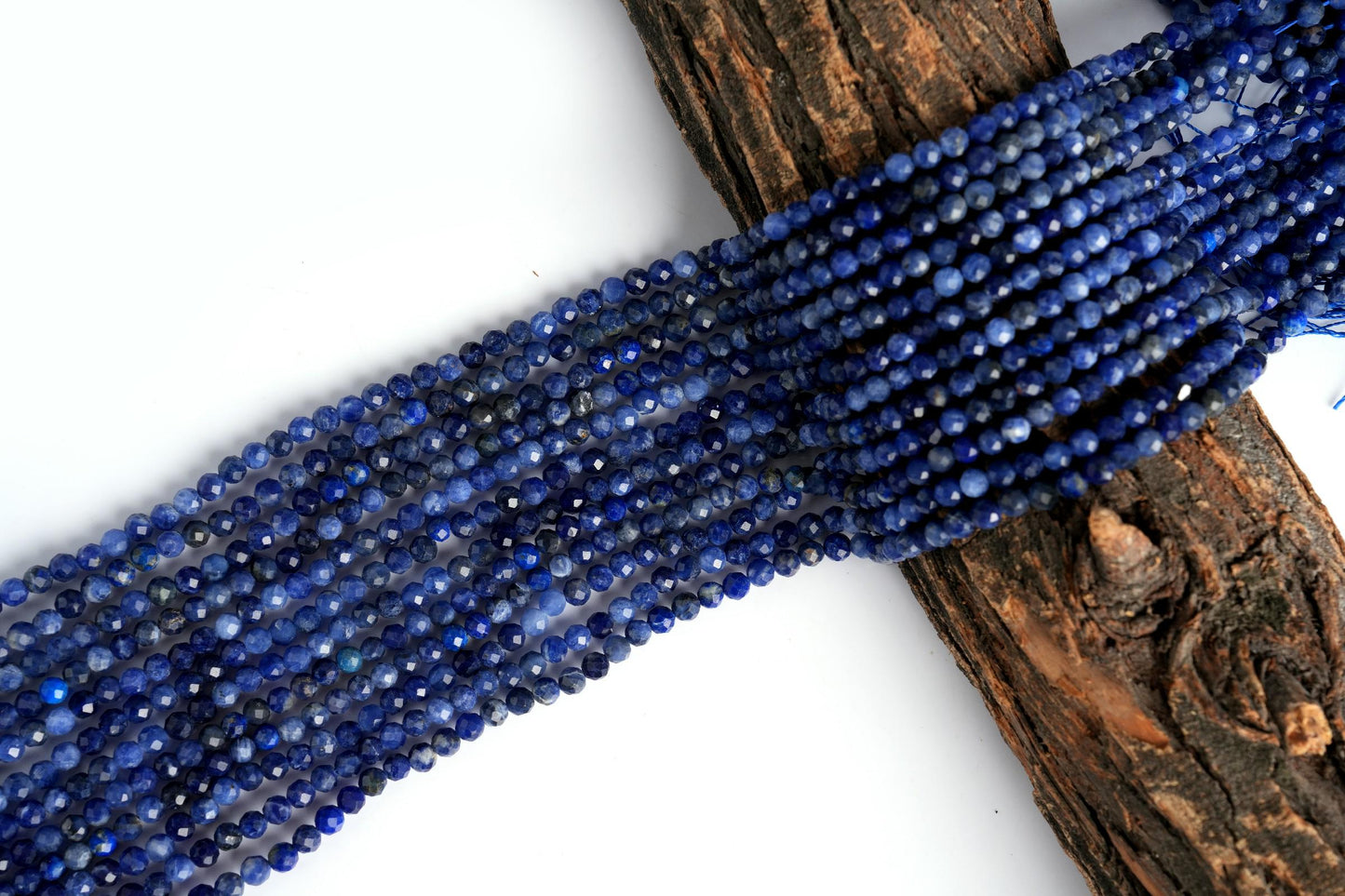 Natural Sodalite Gemstone Round Micro Faceted Beads String 15.5 Inches Long 2/3/4/6 MM for Jewelry Making and Crafting - AS & JG