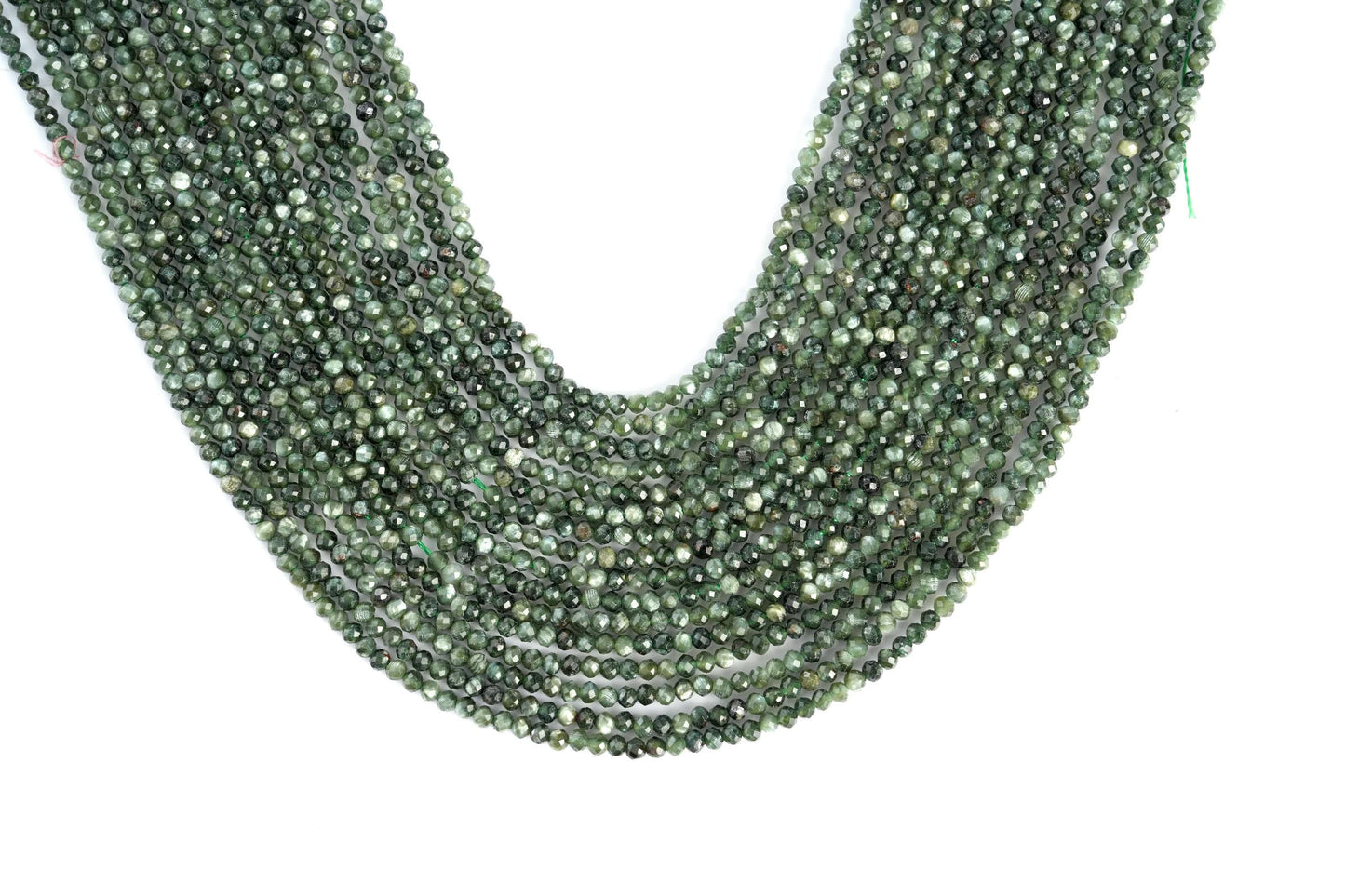 Natural Seraphinite Gemstone Round Micro Faceted Beads String 15.5 Inches Long 2/3/4/6 MM for Jewelry Making and Crafting - AS & JG