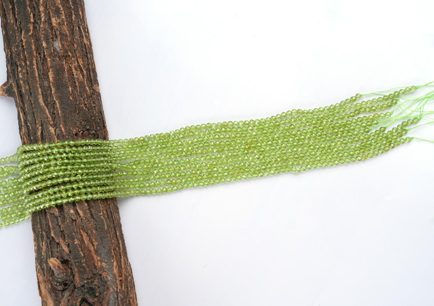 Natural Peridot Gemstone Round Micro Faceted Beads String 15.5 Inches Long 2/3/4/6 MM for Jewelry Making and Crafting - AS & JG