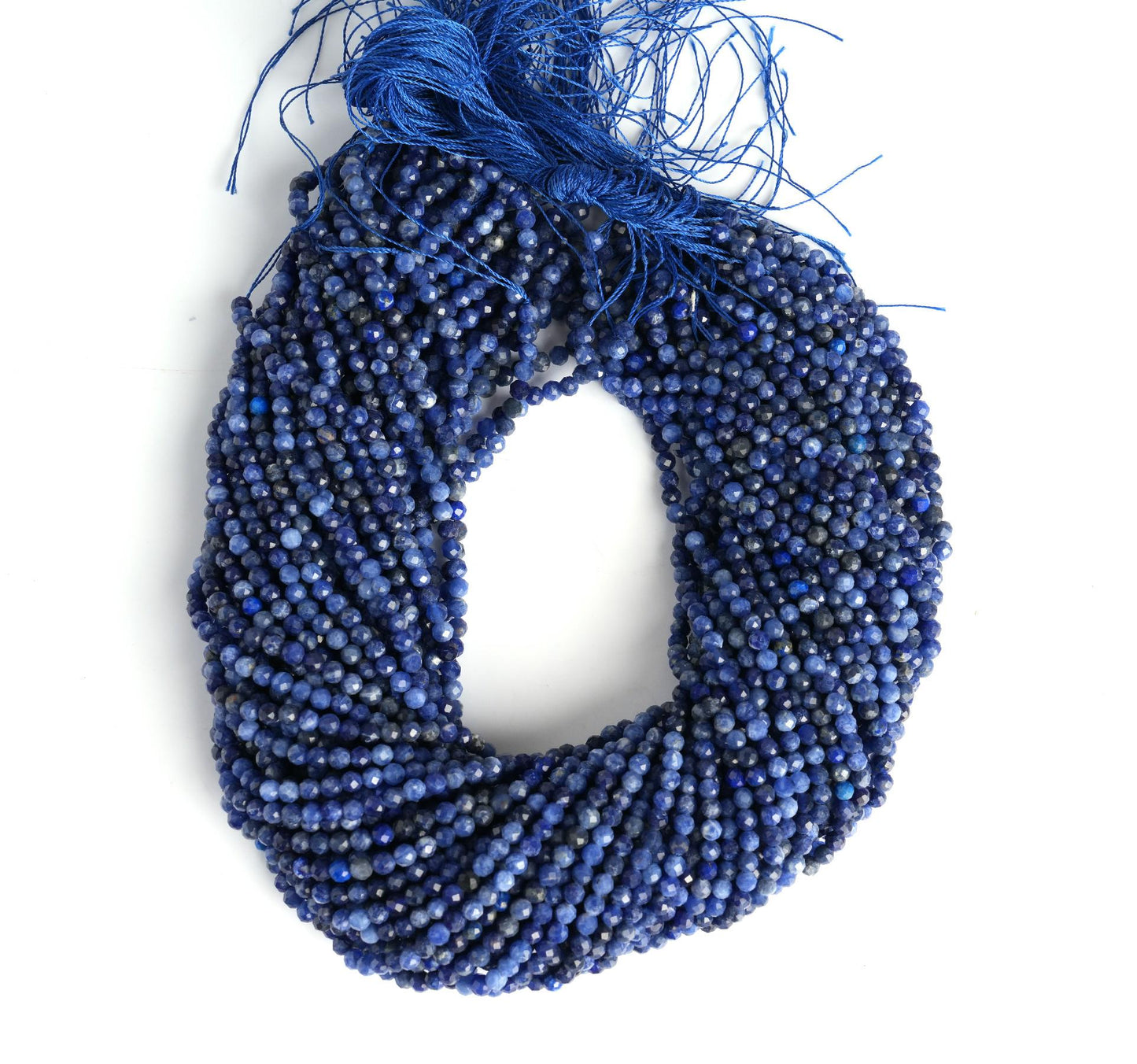 Natural Sodalite Gemstone Round Micro Faceted Beads String 15.5 Inches Long 2/3/4/6 MM for Jewelry Making and Crafting - AS & JG
