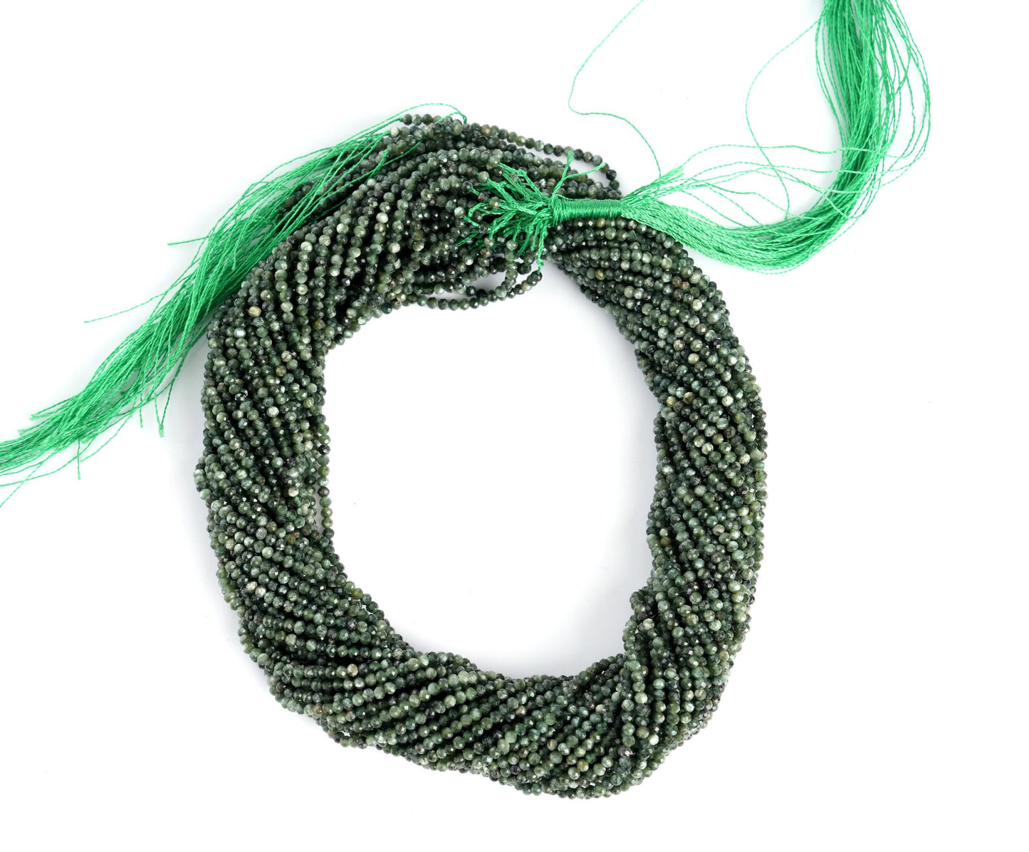 Natural Seraphinite Gemstone Round Micro Faceted Beads String 15.5 Inches Long 2/3/4/6 MM for Jewelry Making and Crafting - AS & JG