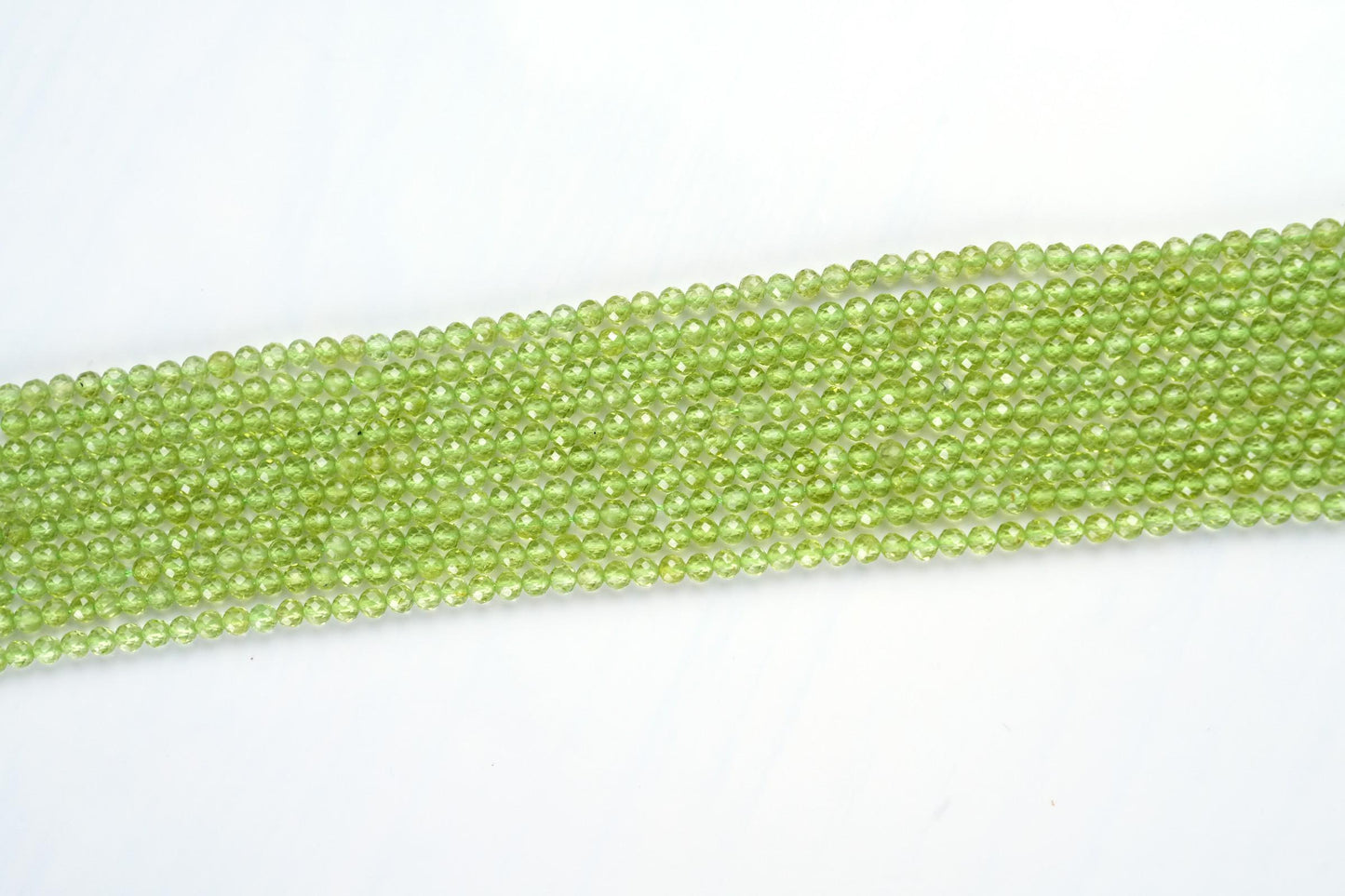 Natural Peridot Gemstone Round Micro Faceted Beads String 15.5 Inches Long 2/3/4/6 MM for Jewelry Making and Crafting - AS & JG