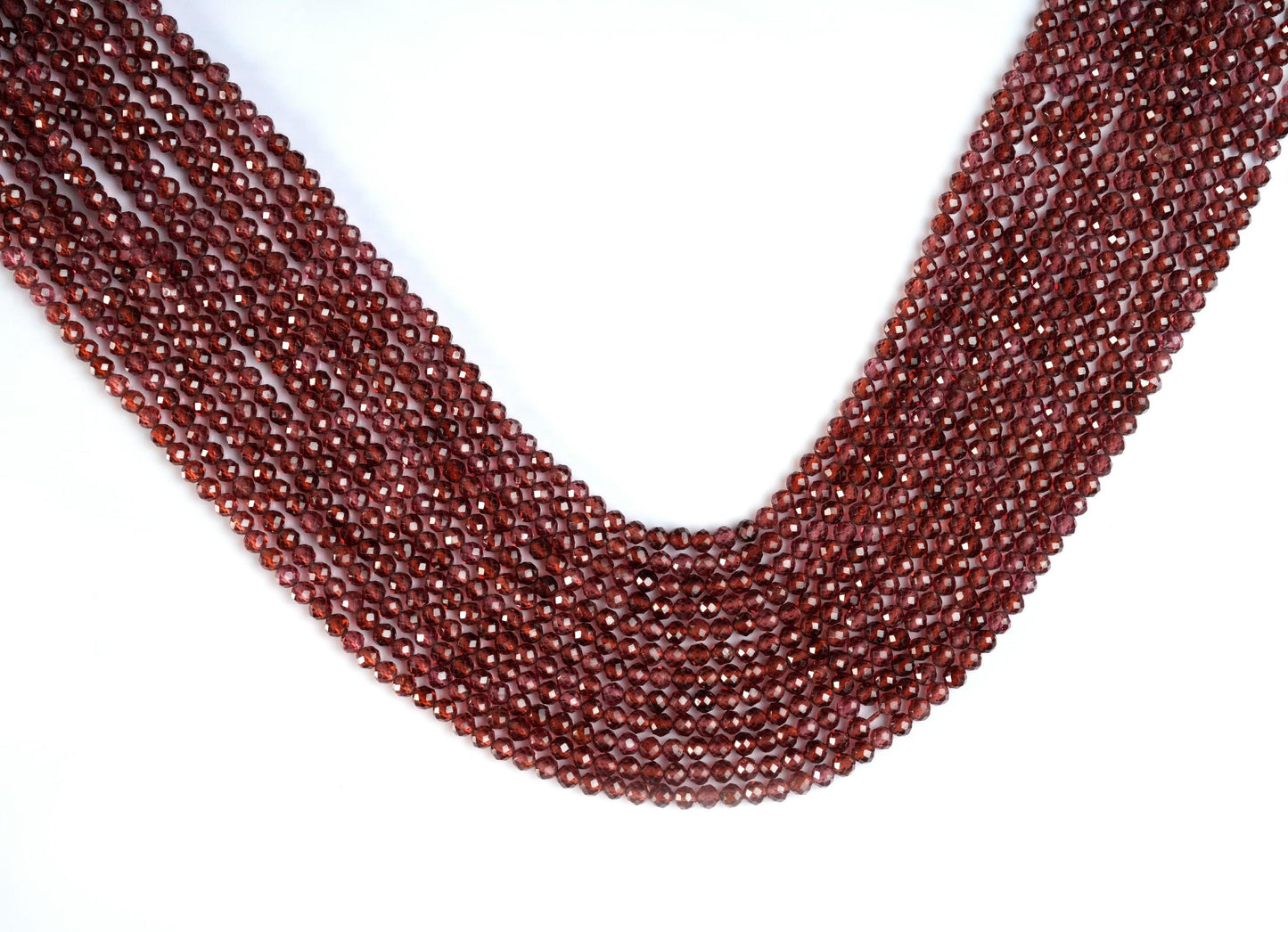 Natural Champagne Garnet Gemstone Round Micro Faceted Beads String 15.5 Inches Long 2/3/4/6 MM for Jewelry Making and Crafting - AS & JG