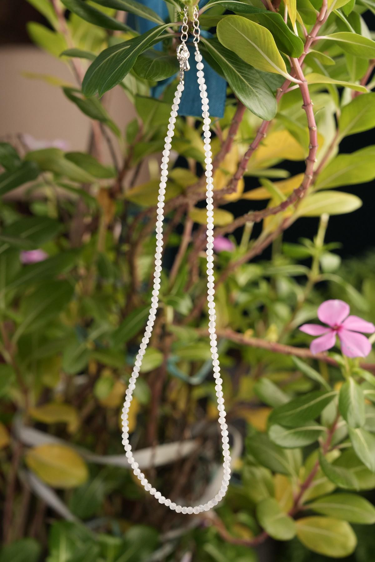 Genuine Rainbow Moonstone Beads Necklace / Handcrafted Adjustable Mala Necklace / 3 MM Round Micro Faceted Beaded Necklace Jewelry - AS & JG