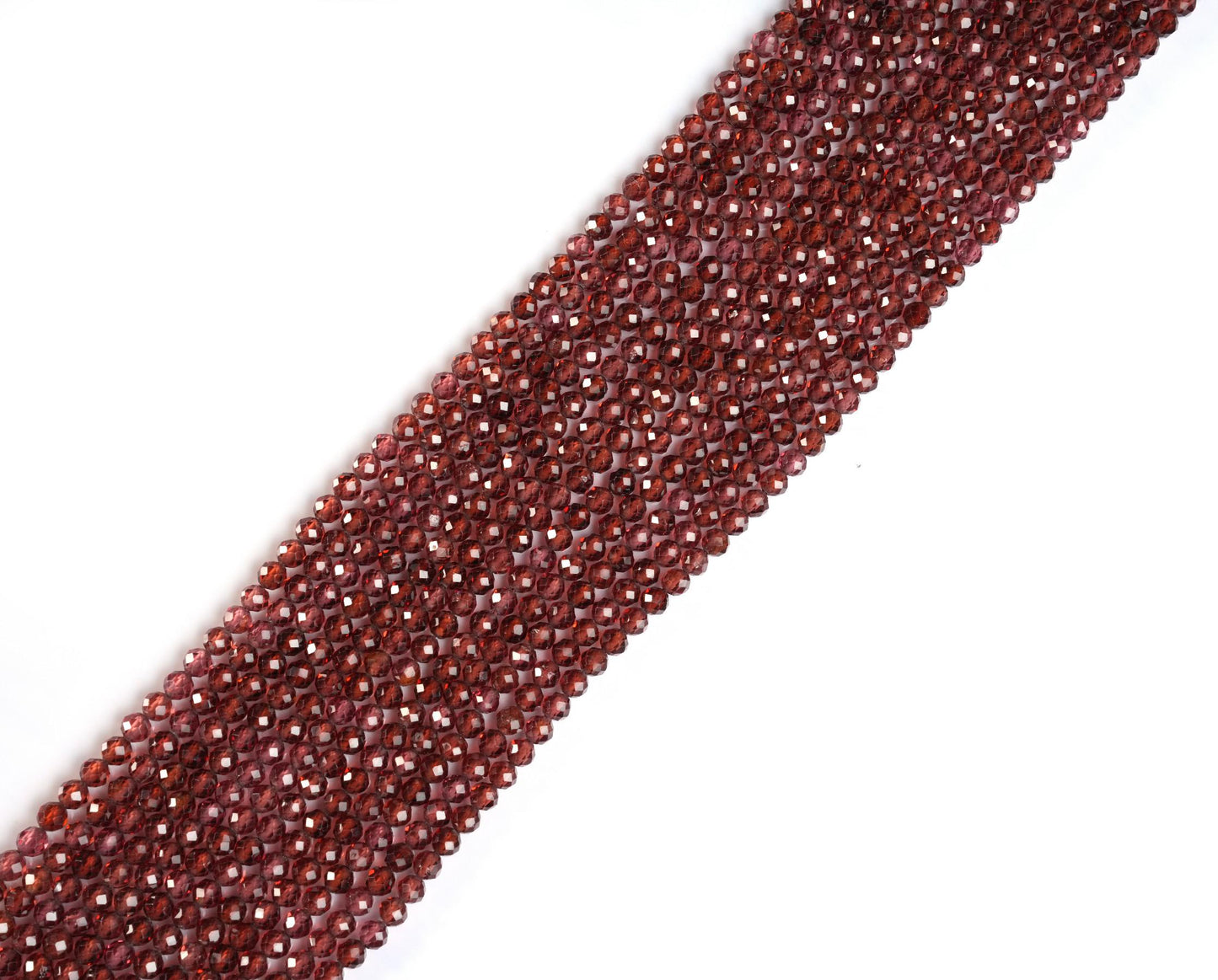 Natural Champagne Garnet Gemstone Round Micro Faceted Beads String 15.5 Inches Long 2/3/4/6 MM for Jewelry Making and Crafting - AS & JG