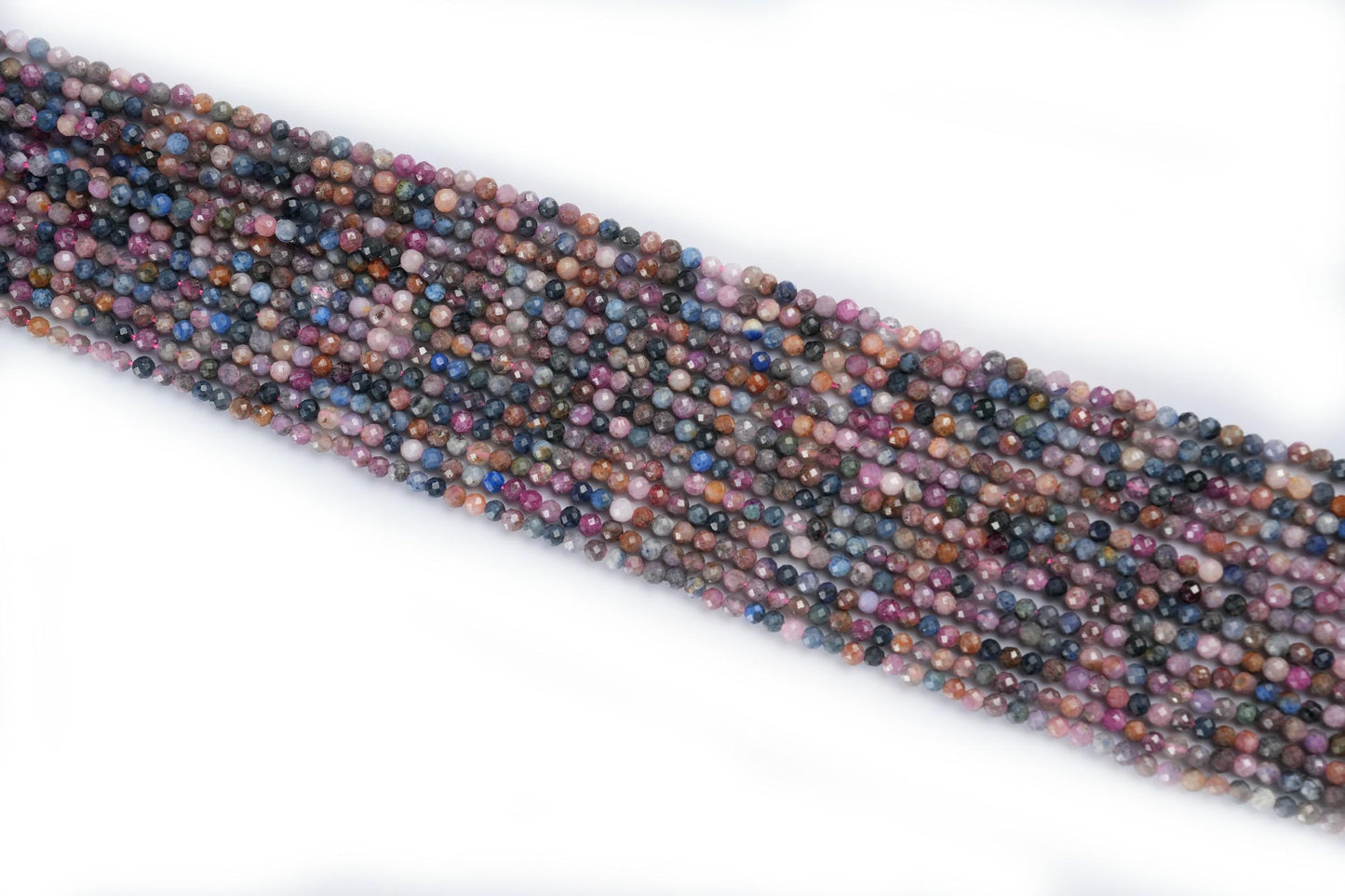 Natural Ruby Sapphire Gemstone Round Micro Faceted Beads String 15.5 Inches Long 2/3/4/6 MM for Jewelry Making and Crafting - AS & JG