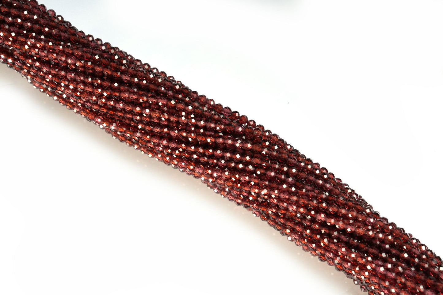 Natural Champagne Garnet Gemstone Round Micro Faceted Beads String 15.5 Inches Long 2/3/4/6 MM for Jewelry Making and Crafting - AS & JG