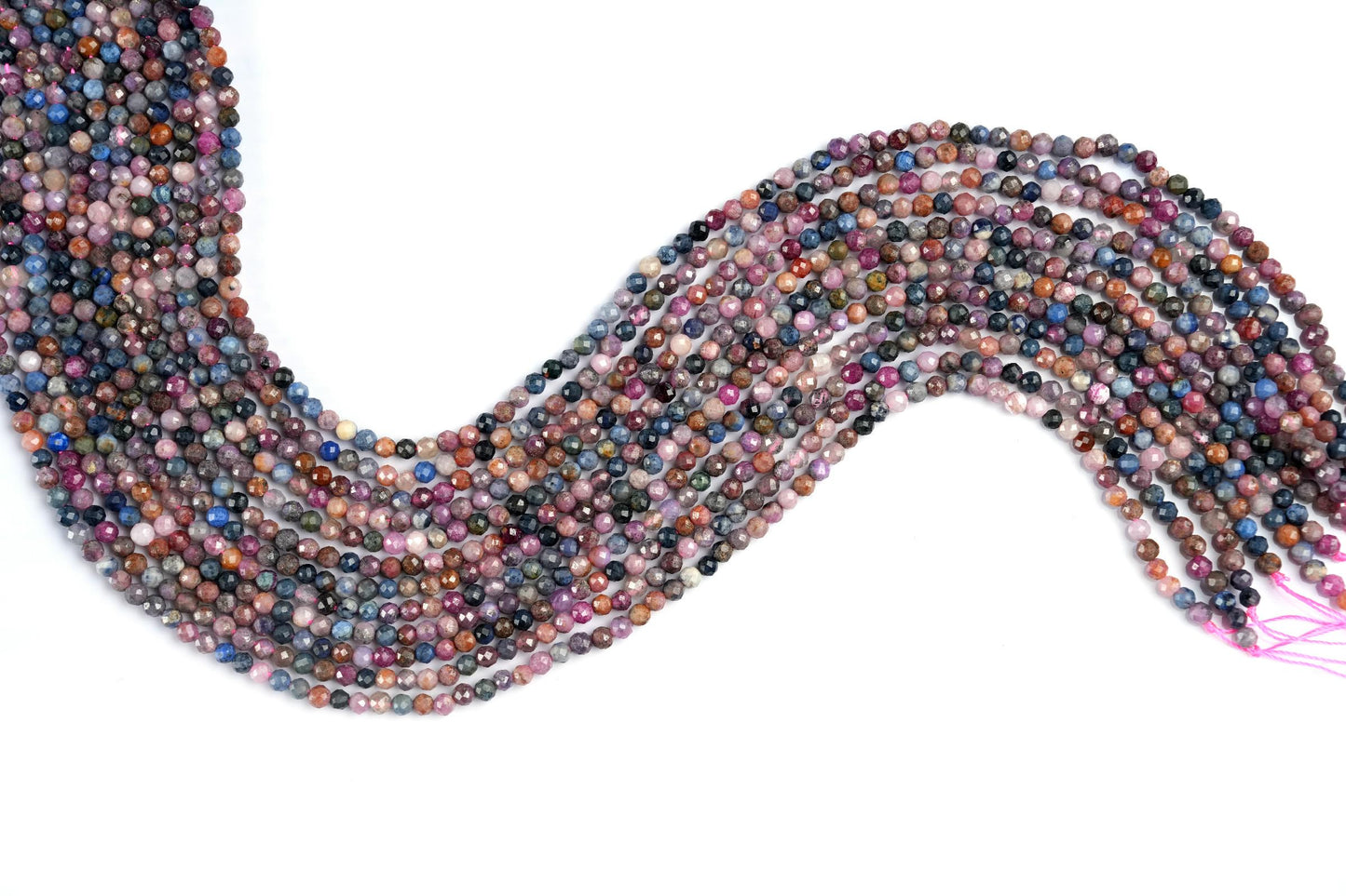 Natural Ruby Sapphire Gemstone Round Micro Faceted Beads String 15.5 Inches Long 2/3/4/6 MM for Jewelry Making and Crafting - AS & JG