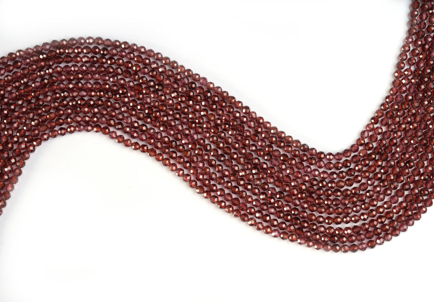 Natural Champagne Garnet Gemstone Round Micro Faceted Beads String 15.5 Inches Long 2/3/4/6 MM for Jewelry Making and Crafting - AS & JG