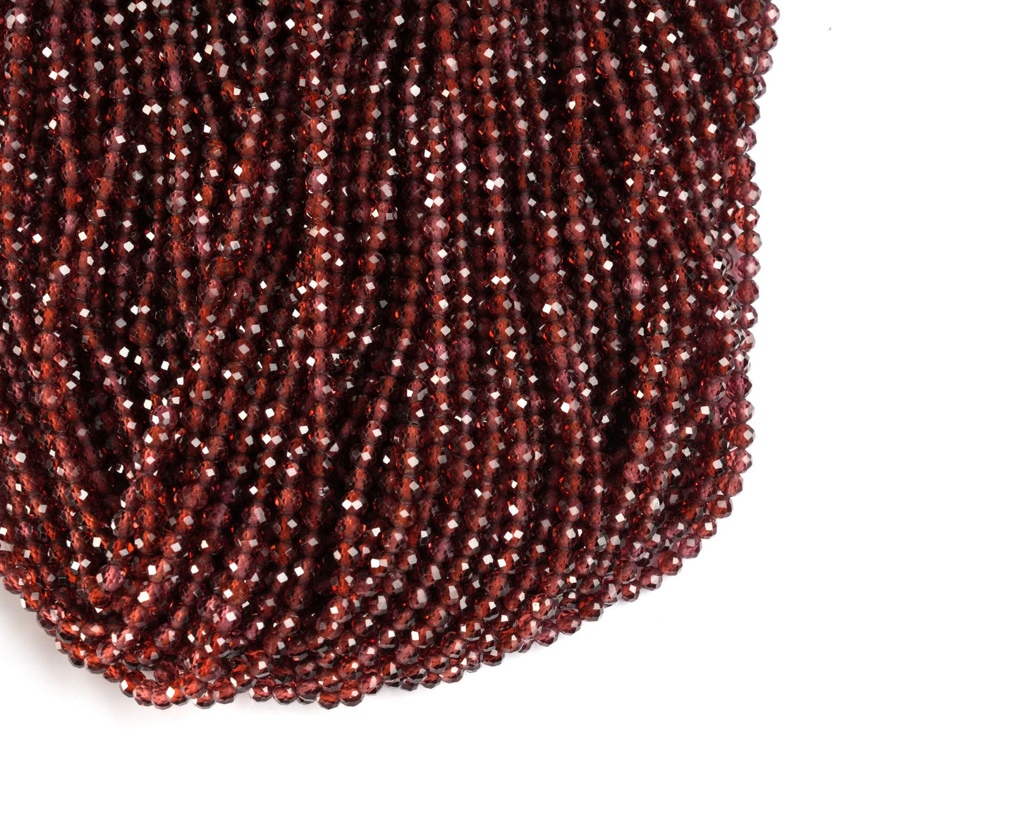 Natural Champagne Garnet Gemstone Round Micro Faceted Beads String 15.5 Inches Long 2/3/4/6 MM for Jewelry Making and Crafting - AS & JG