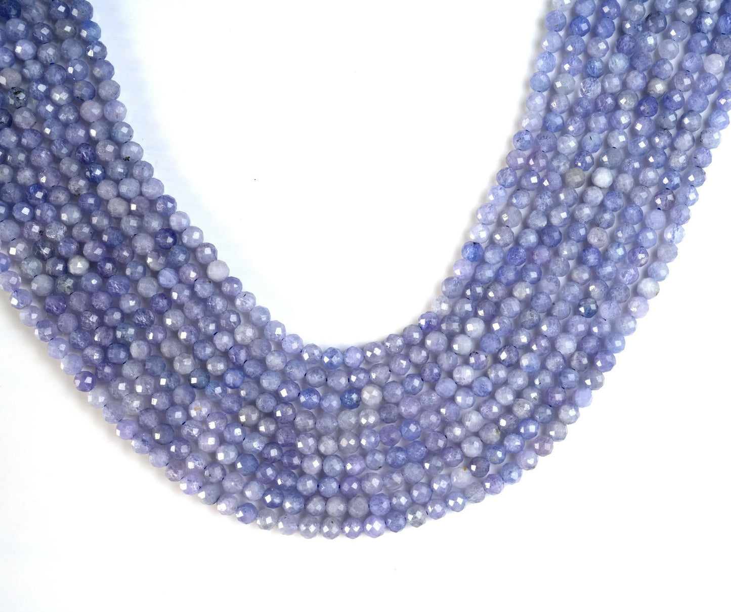 Natural Tanzanite Gemstone Round Micro Faceted Beads String 15.5 Inches Long 2/3/4/6 MM for Jewelry Making and Crafting - AS & JG