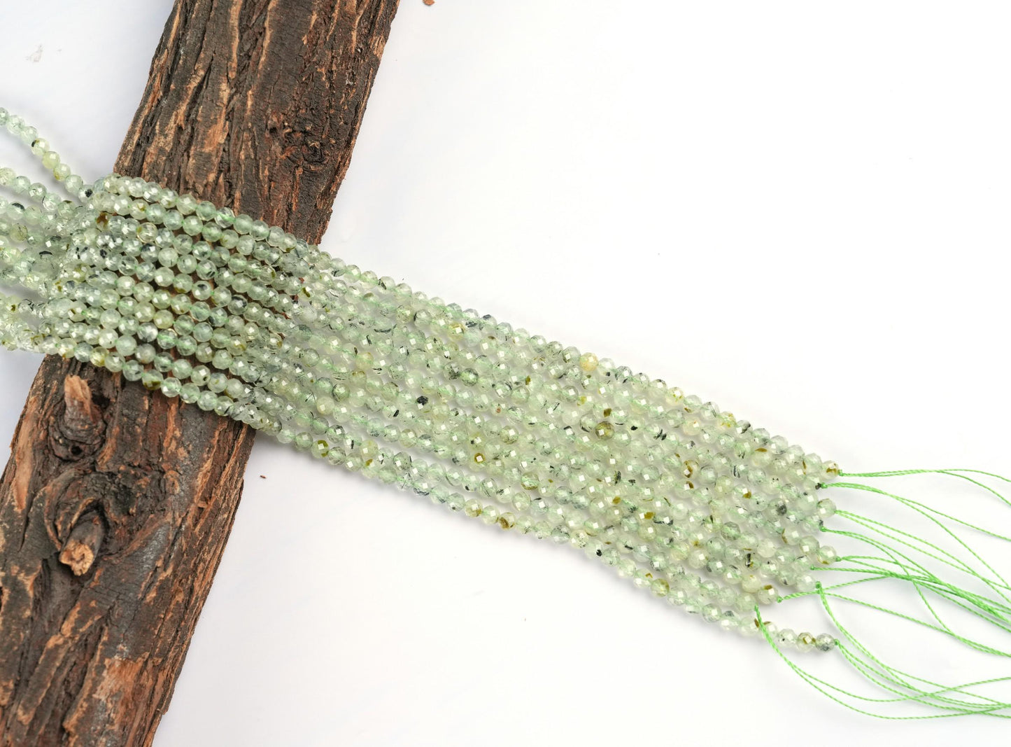 Natural Prehnite Gemstone Round Micro Faceted Beads String 15.5 Inches Long 2/3/4/6 MM for Jewelry Making and Crafting - AS & JG