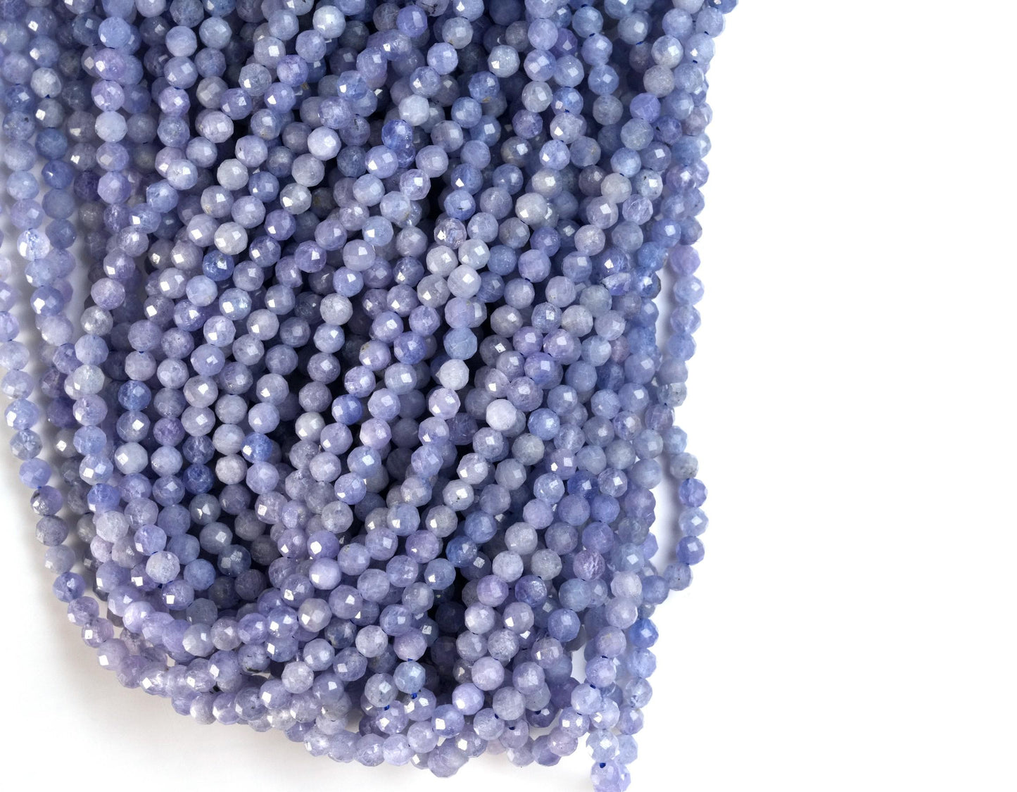 Natural Tanzanite Gemstone Round Micro Faceted Beads String 15.5 Inches Long 2/3/4/6 MM for Jewelry Making and Crafting - AS & JG