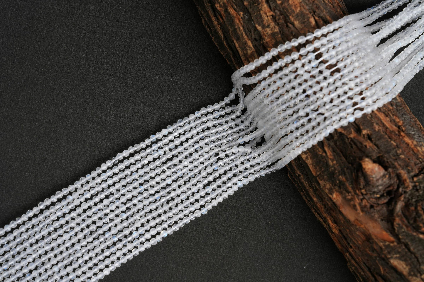 Natural Rainbow Moonstone Gemstone Round Micro Faceted Beads String 15.5 Inches Long 2/3/4/6 MM for Jewelry Making and Crafting - AS & JG