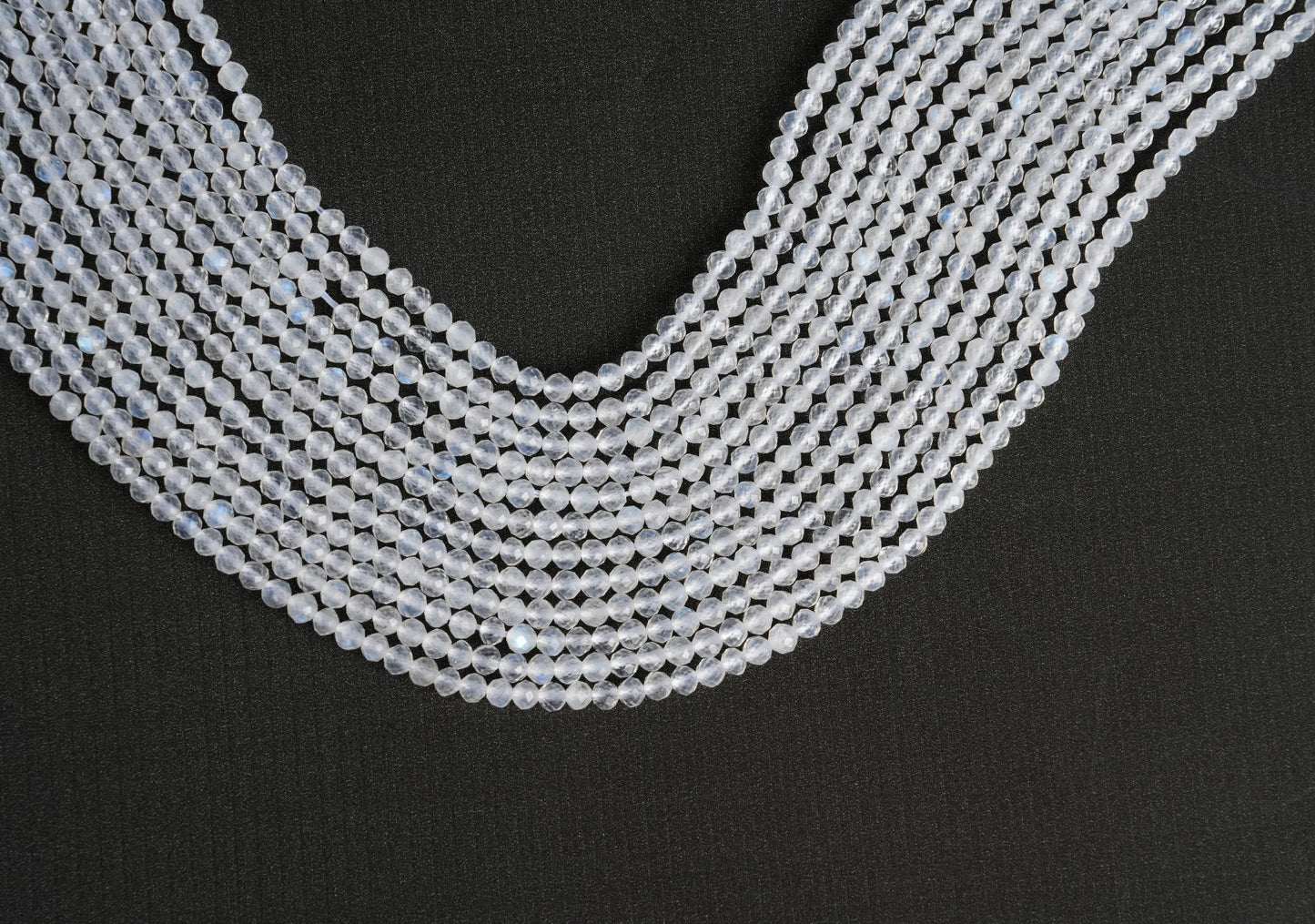 Natural Rainbow Moonstone Gemstone Round Micro Faceted Beads String 15.5 Inches Long 2/3/4/6 MM for Jewelry Making and Crafting - AS & JG