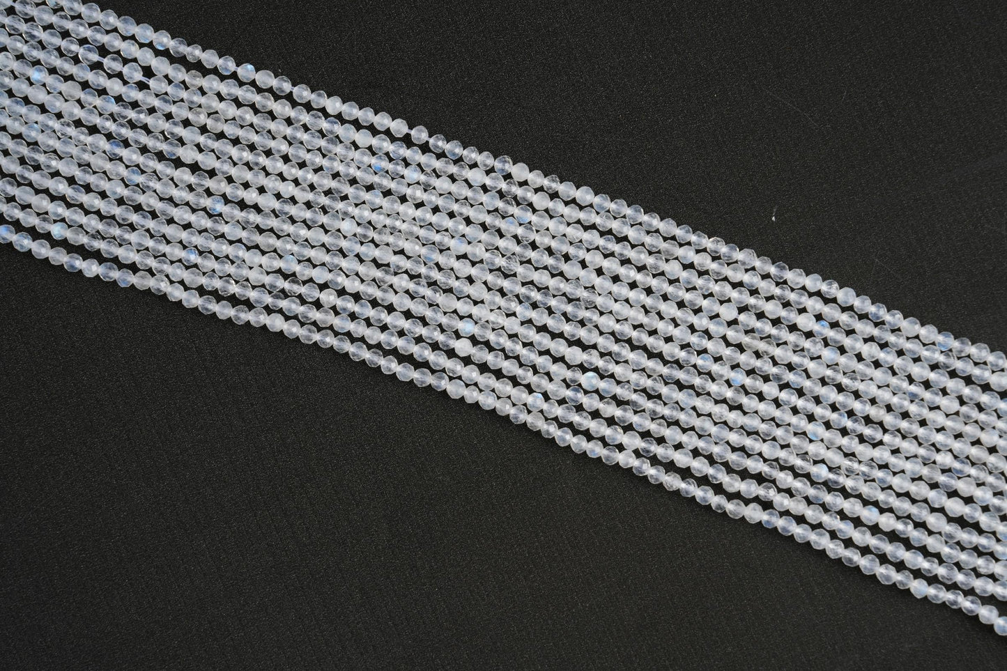 Natural Rainbow Moonstone Gemstone Round Micro Faceted Beads String 15.5 Inches Long 2/3/4/6 MM for Jewelry Making and Crafting - AS & JG