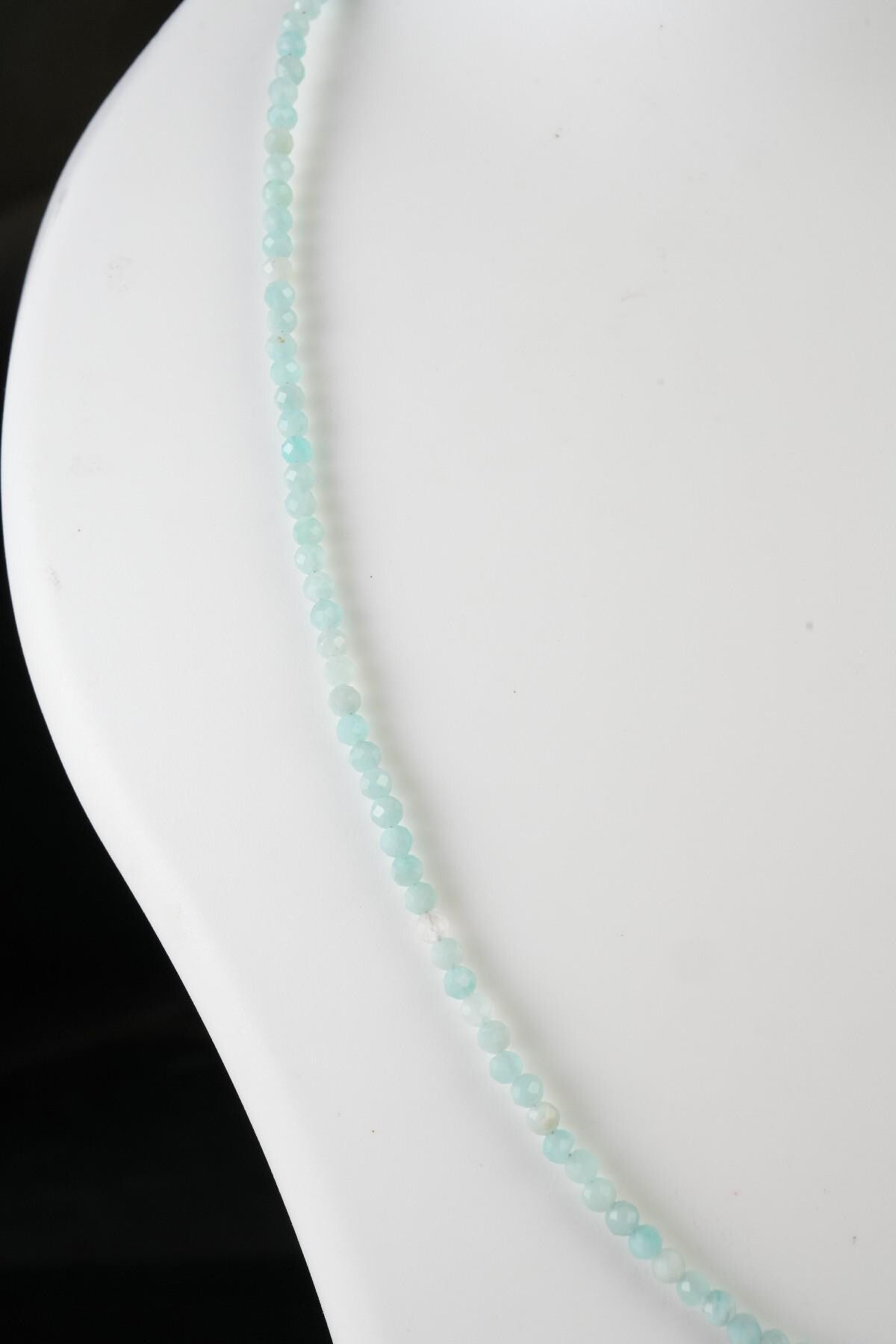 Genuine Amazonite Beads Necklace / Handcrafted Adjustable Mala Necklace / 3 MM Round Micro Faceted Beaded Necklace Jewelry - AS & JG