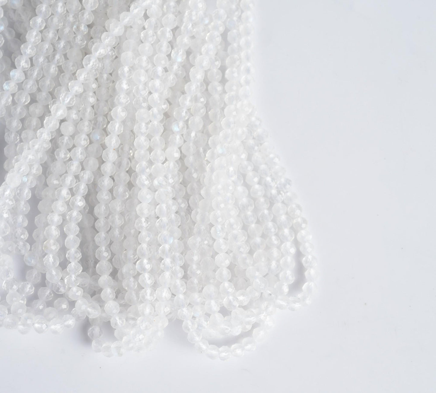 Natural Rainbow Moonstone Gemstone Round Micro Faceted Beads String 15.5 Inches Long 2/3/4/6 MM for Jewelry Making and Crafting - AS & JG