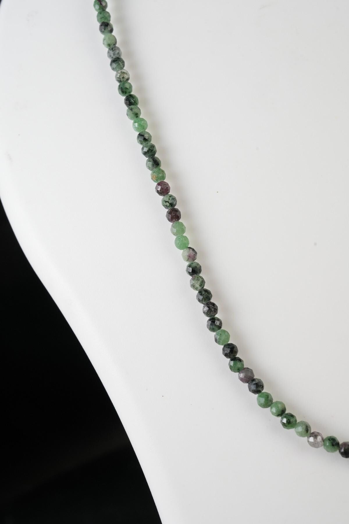 Genuine Ruby Zoisite Beads Necklace / Handcrafted Adjustable Mala Necklace / 3 MM Round Micro Faceted Beaded Necklace Jewelry - AS & JG