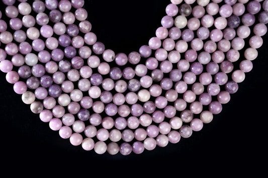 Natural Lepidolite Gemstone Round Smooth Beads String 15.5 Inches Long 4/6/8/10 MM for Jewelry Making and Crafting - AS & JG