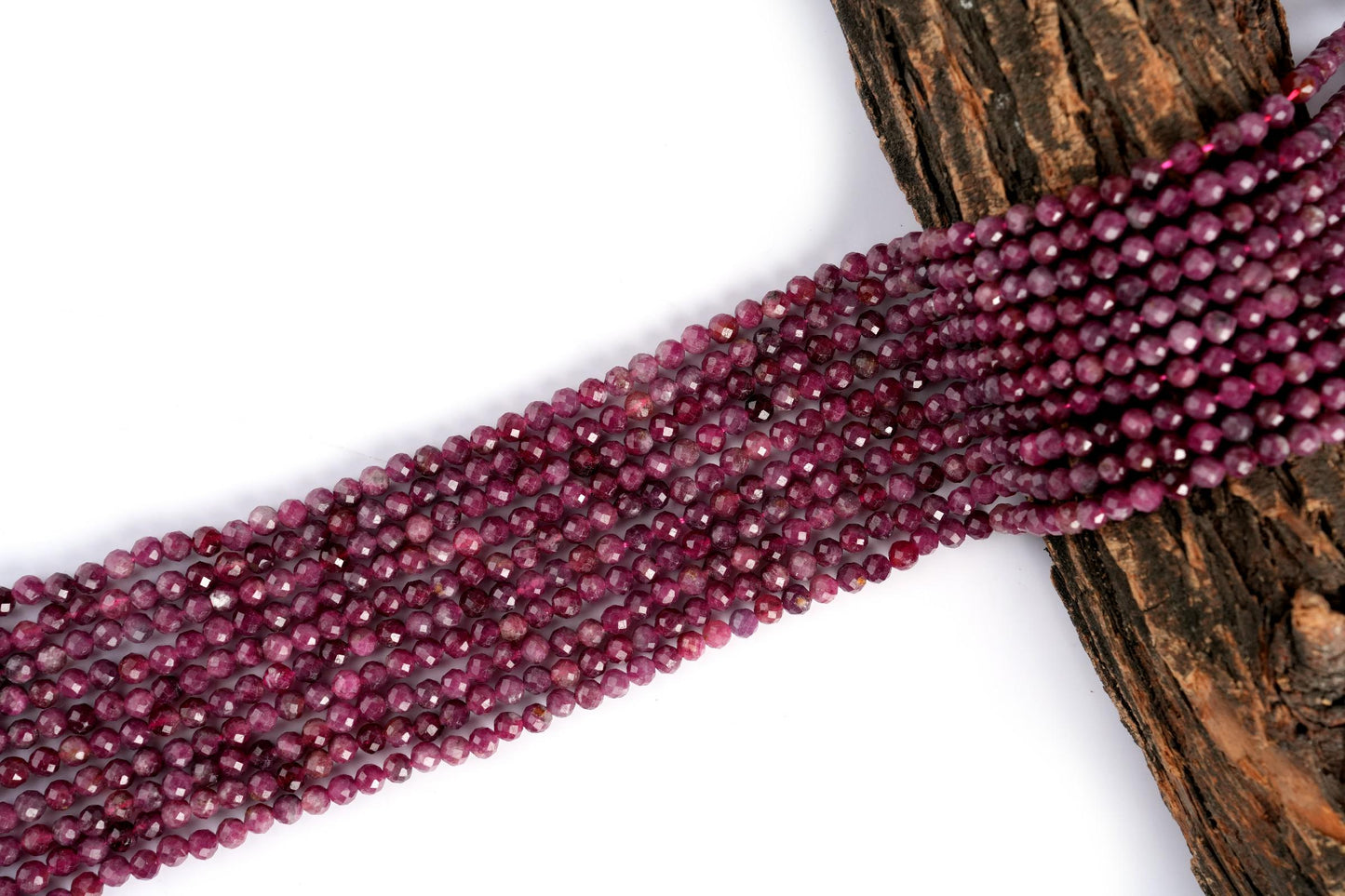 Natural Rubellite Gemstone Round Micro Faceted Beads String 15.5 Inches Long 2/3/4/6 MM for Jewelry Making and Crafting - AS & JG