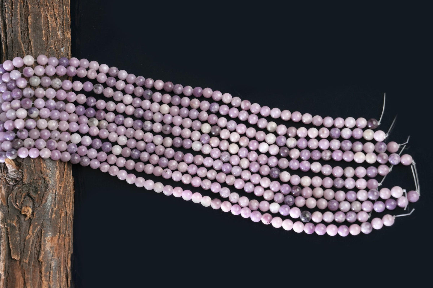 Natural Lepidolite Gemstone Round Smooth Beads String 15.5 Inches Long 4/6/8/10 MM for Jewelry Making and Crafting - AS & JG