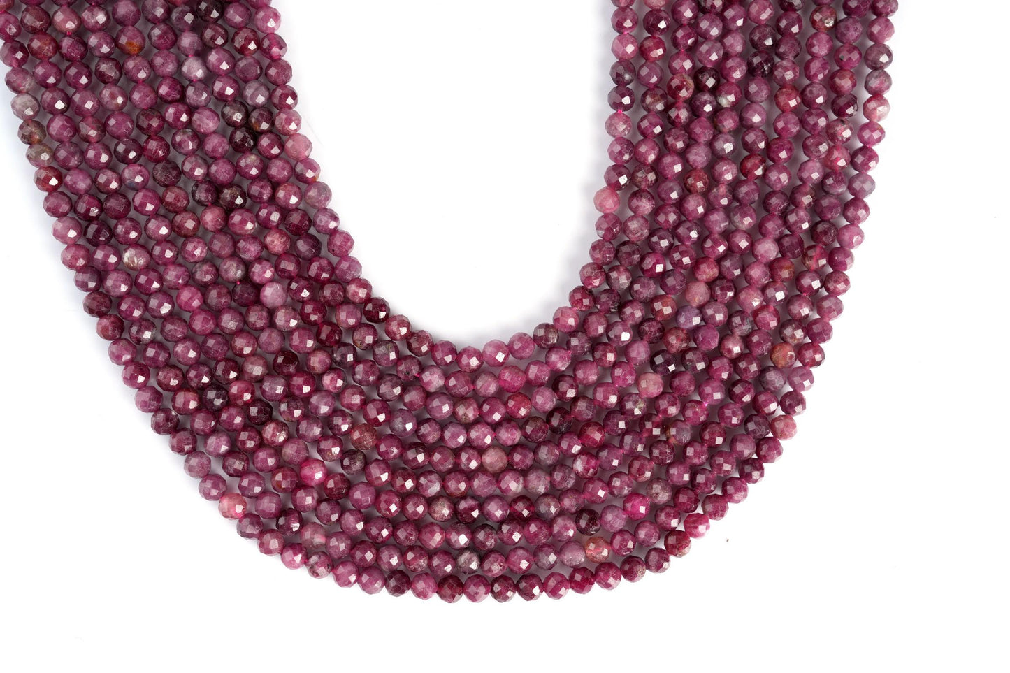 Natural Rubellite Gemstone Round Micro Faceted Beads String 15.5 Inches Long 2/3/4/6 MM for Jewelry Making and Crafting - AS & JG