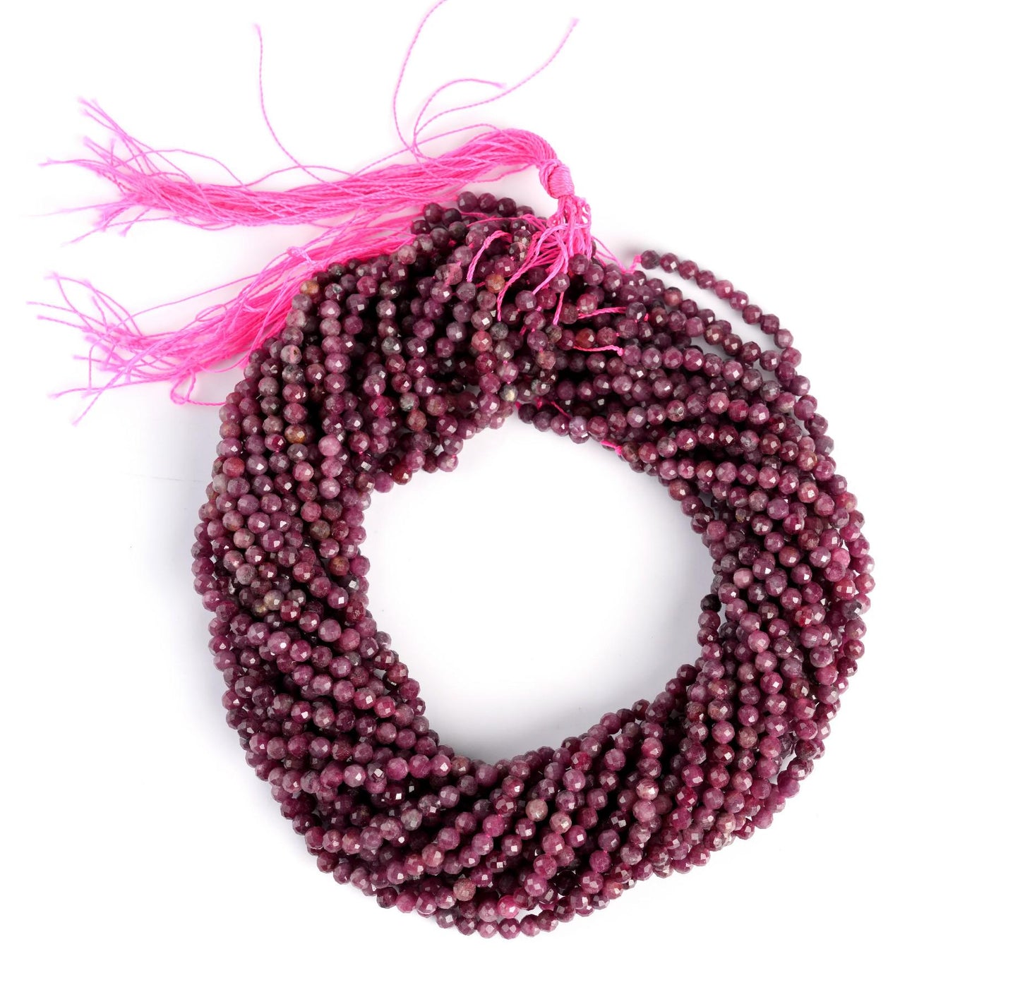 Natural Rubellite Gemstone Round Micro Faceted Beads String 15.5 Inches Long 2/3/4/6 MM for Jewelry Making and Crafting - AS & JG