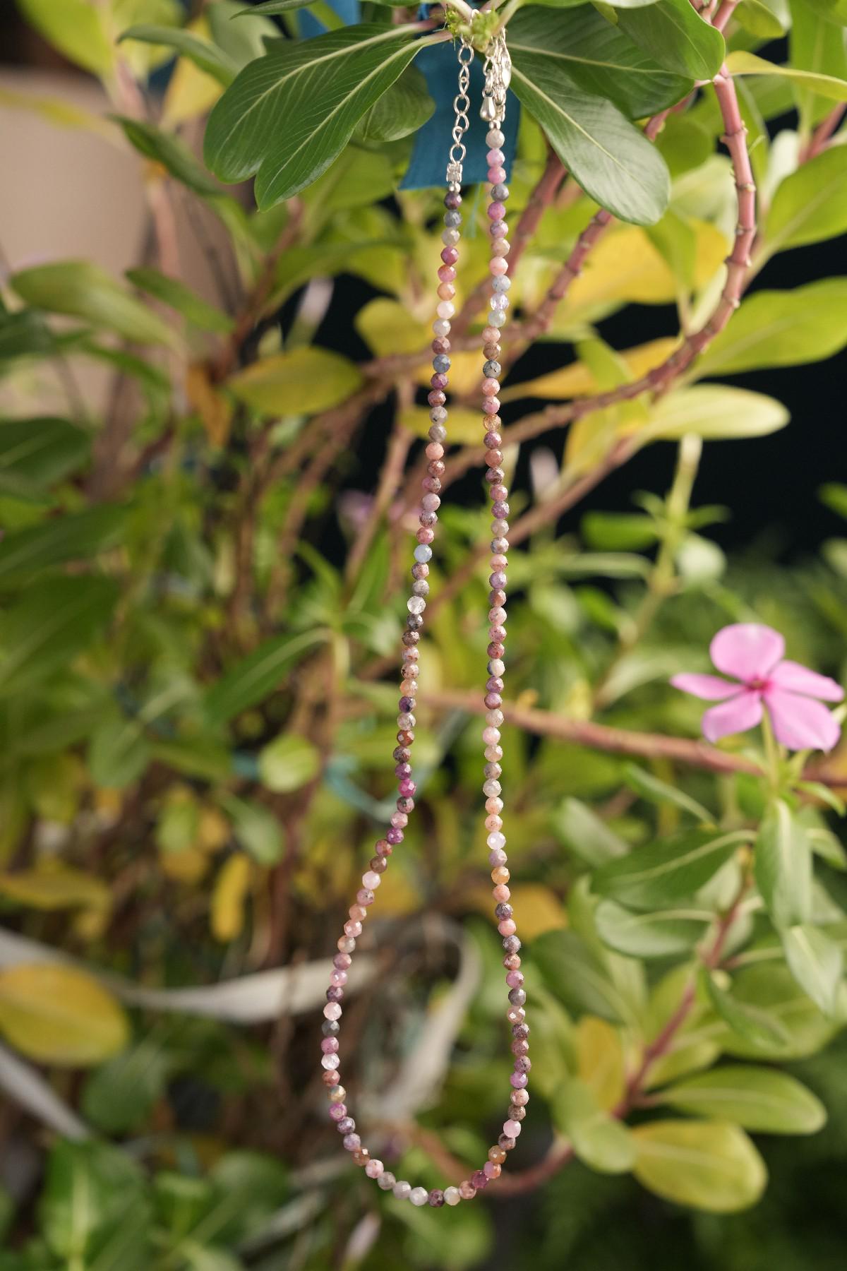 Genuine Ruby Sapphire Beads Necklace / Handcrafted Adjustable Mala Necklace / 3 MM Round Micro Faceted Beaded Necklace Jewelry - AS & JG