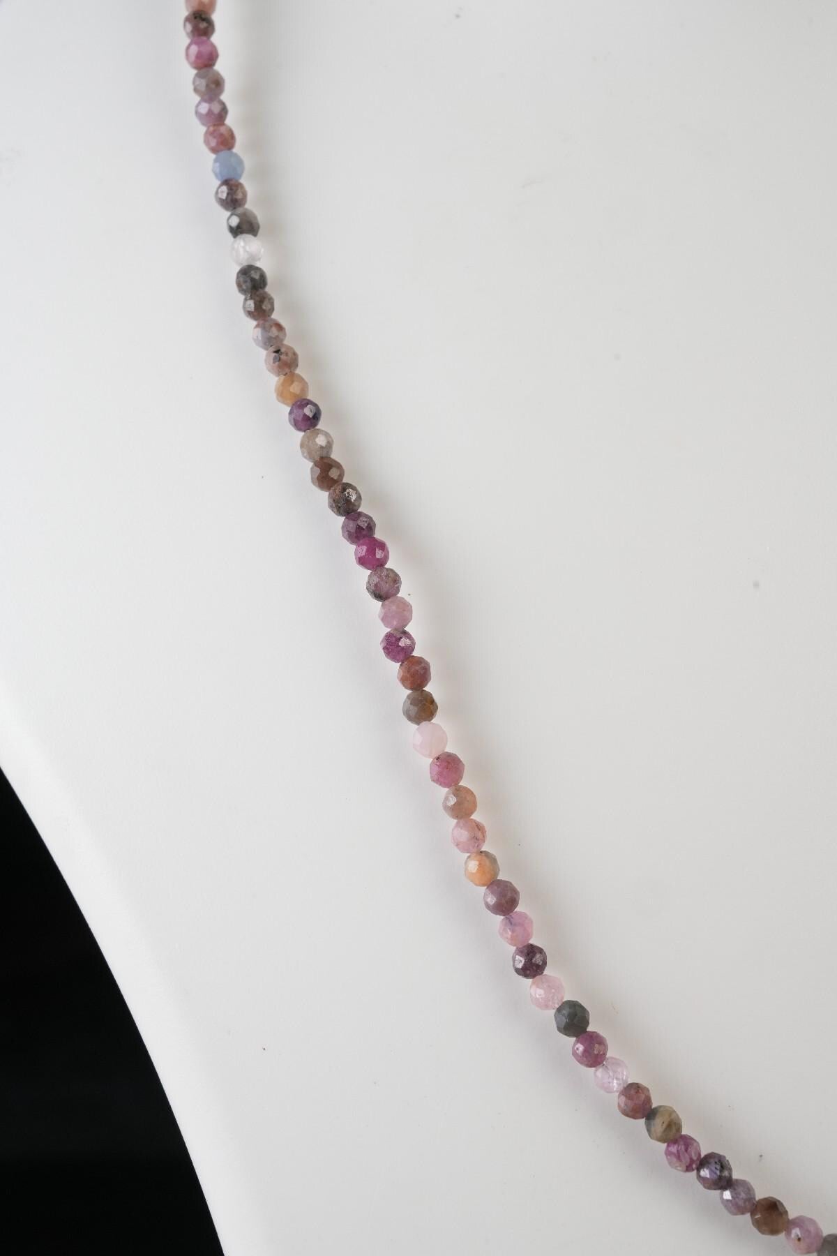 Genuine Ruby Sapphire Beads Necklace / Handcrafted Adjustable Mala Necklace / 3 MM Round Micro Faceted Beaded Necklace Jewelry - AS & JG