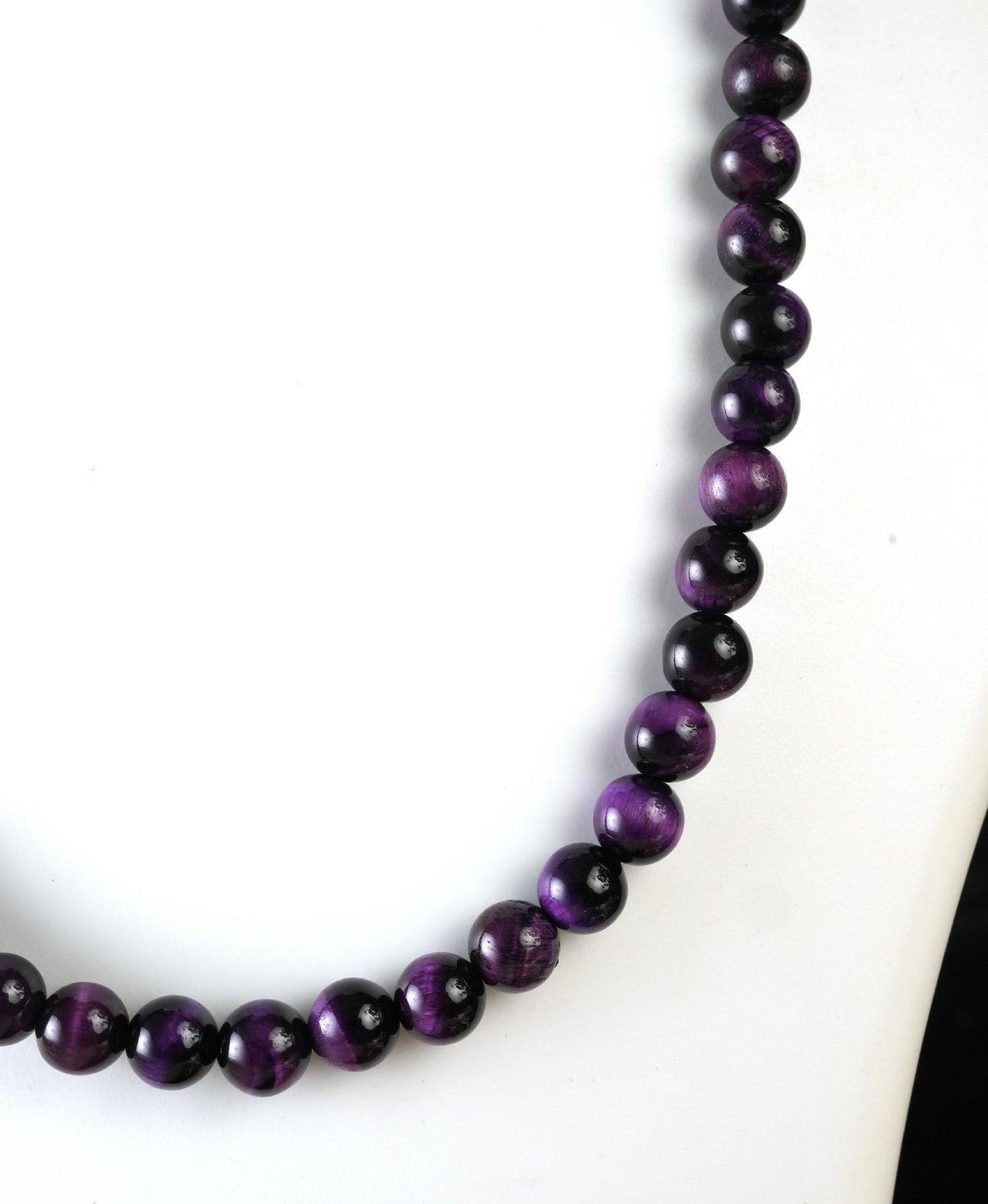 Genuine Purple Tiger's Eye Beads Necklace / Handcrafted Adjustable Mala Necklace / 8 MM Round Smooth Beaded Necklace Jewelry For Her - AS&JG