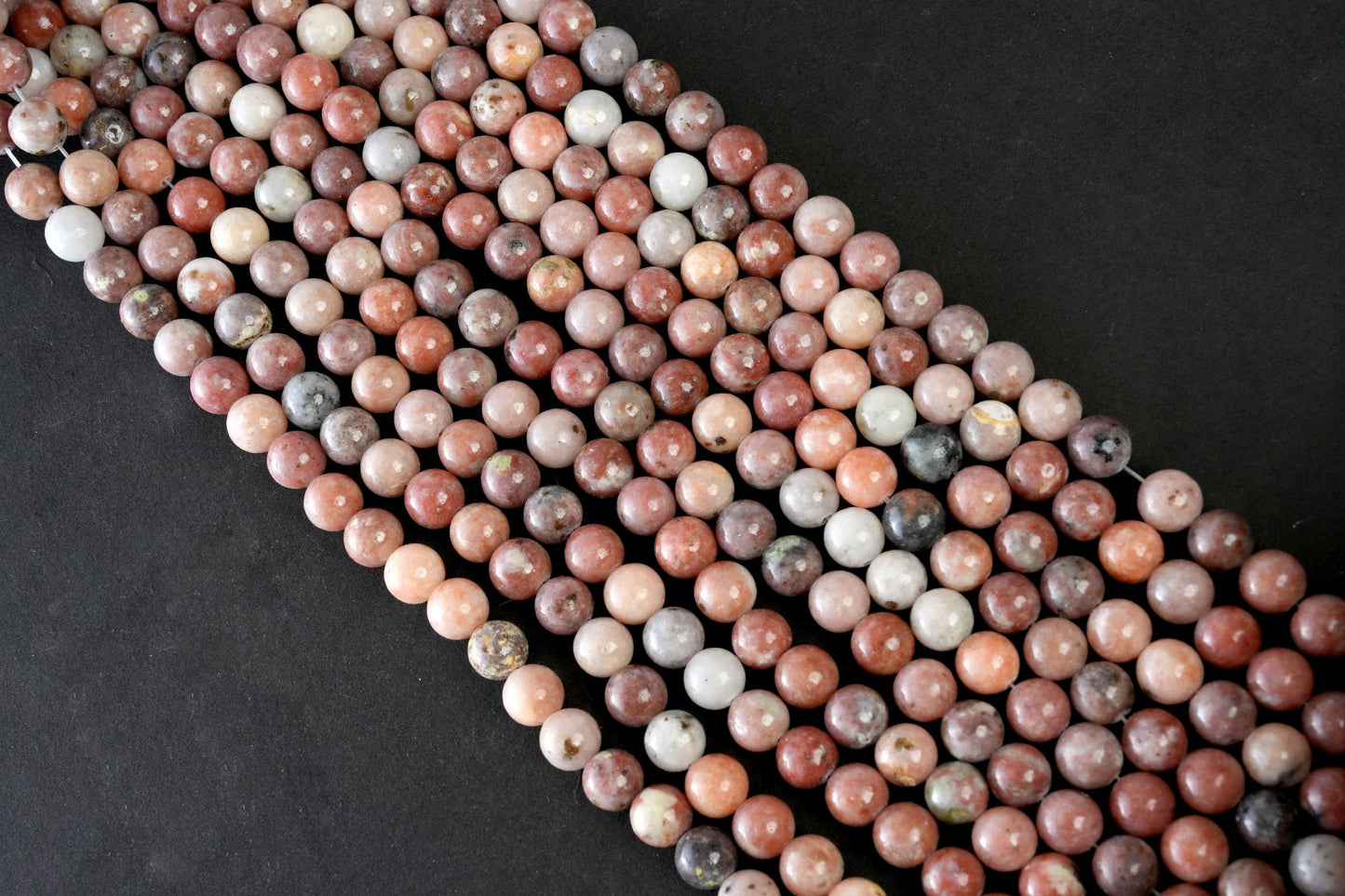 Natural Cherry Flower Jasper Gemstone Round Smooth Beads String 15.5 Inches Long 4/6/8/10 MM for Jewelry Making and Crafting - AS & JG