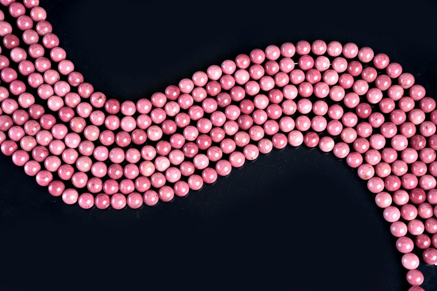 Natural Rhodonite B Gemstone Round Smooth Beads String 15.5 Inches Long 4/6/8/10 MM for Jewelry Making and Crafting - AS & JG