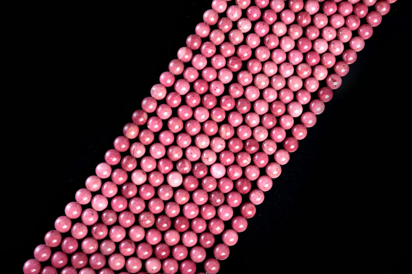 Natural Rhodonite B Gemstone Round Smooth Beads String 15.5 Inches Long 4/6/8/10 MM for Jewelry Making and Crafting - AS & JG