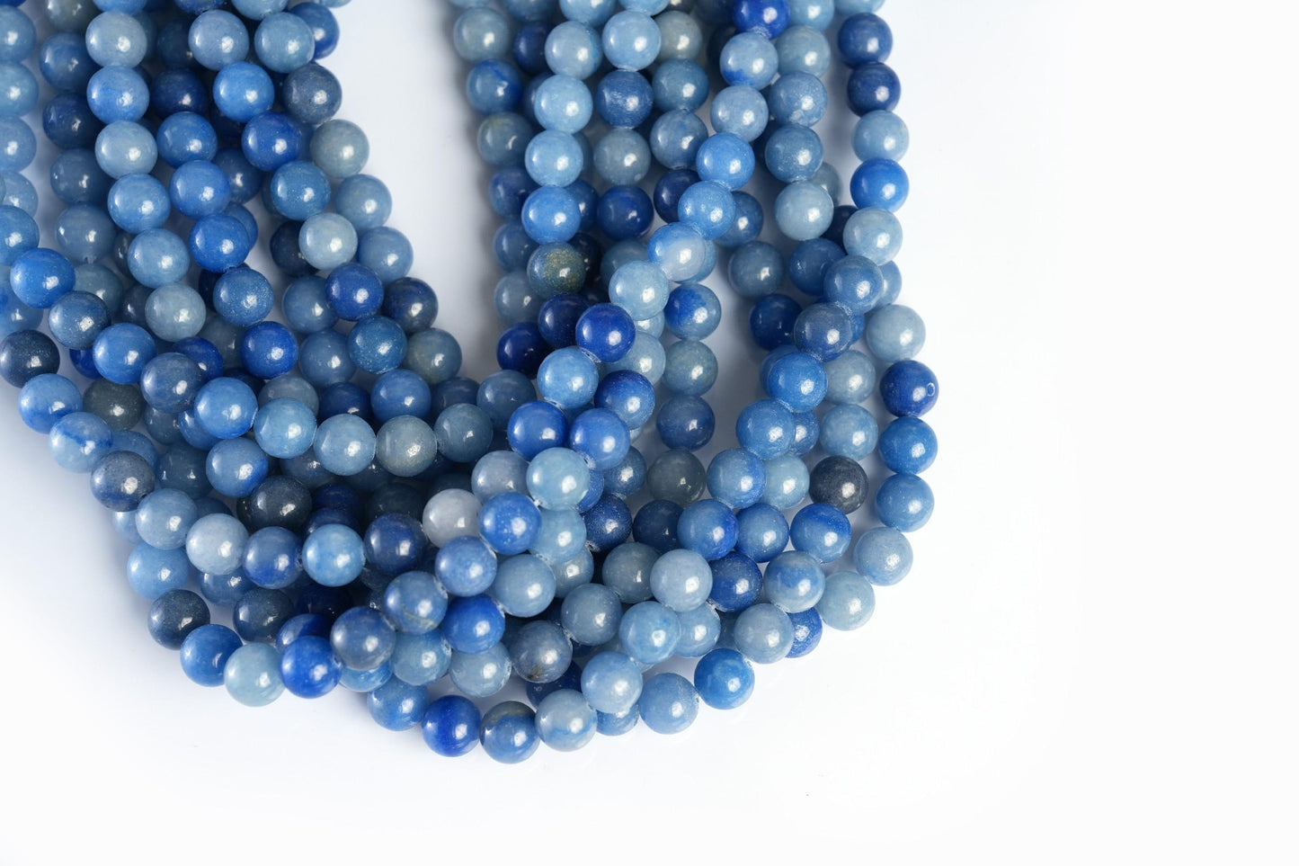 Natural Blue Aventurine Gemstone Round Smooth Beads String 15.5 Inches Long 4/6/8/10 MM for Jewelry Making and Crafting - AS & JG