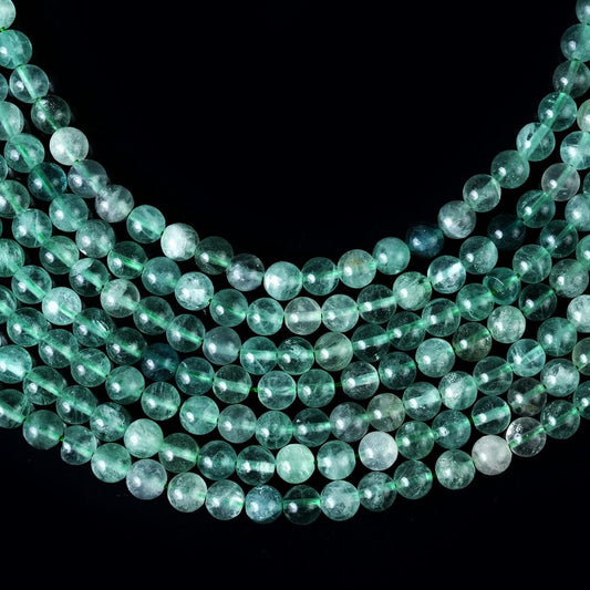Natural Green Fluorite Gemstone Round Smooth Beads String 15.5 Inches Long 4/6/8/10 MM for Jewelry Making and Crafting - AS & JG