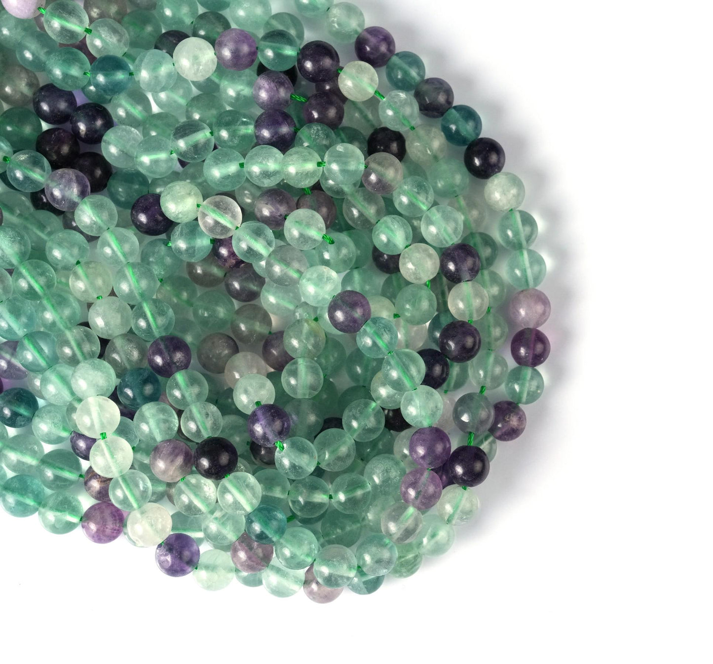 Natural Multi Fluorite Gemstone Round Smooth Beads String 15.5 Inches Long 4/6/8/10 MM for Jewelry Making and Crafting - AS & JG