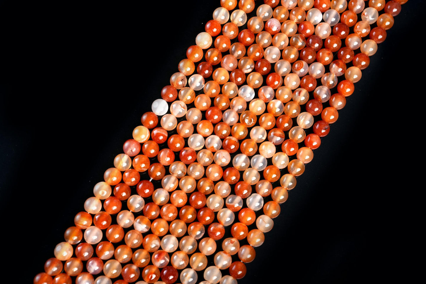 Natural Carnelian Gemstone Round Smooth Beads String 15.5 Inches Long 4/6/8/10 MM for Jewelry Making and Crafting - AS & JG