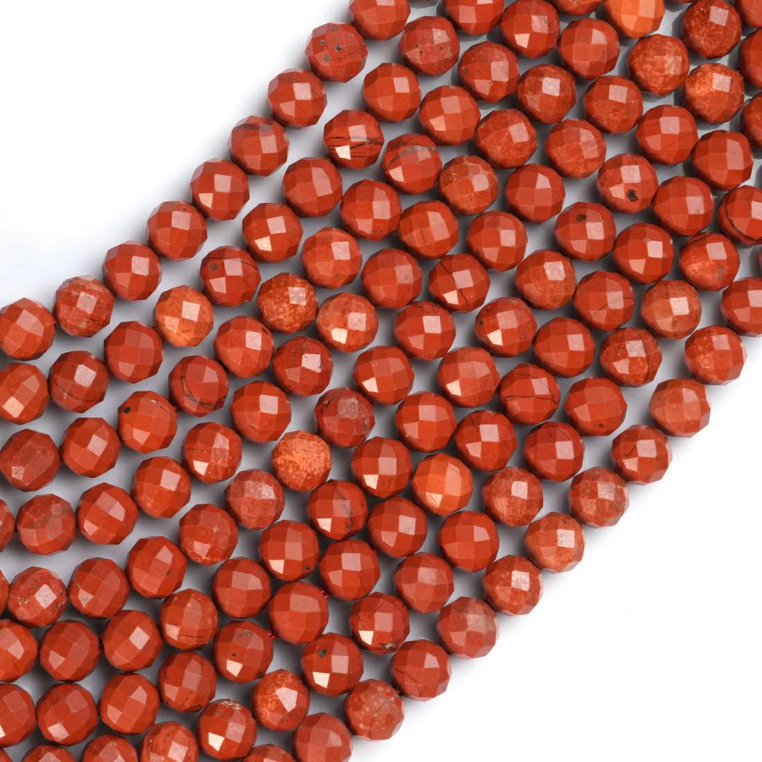 Natural Red Jasper Gemstone Round Micro Faceted Beads String 15.5 Inches Long 2/3/4/6 MM for Jewelry Making and Crafting - AS & JG