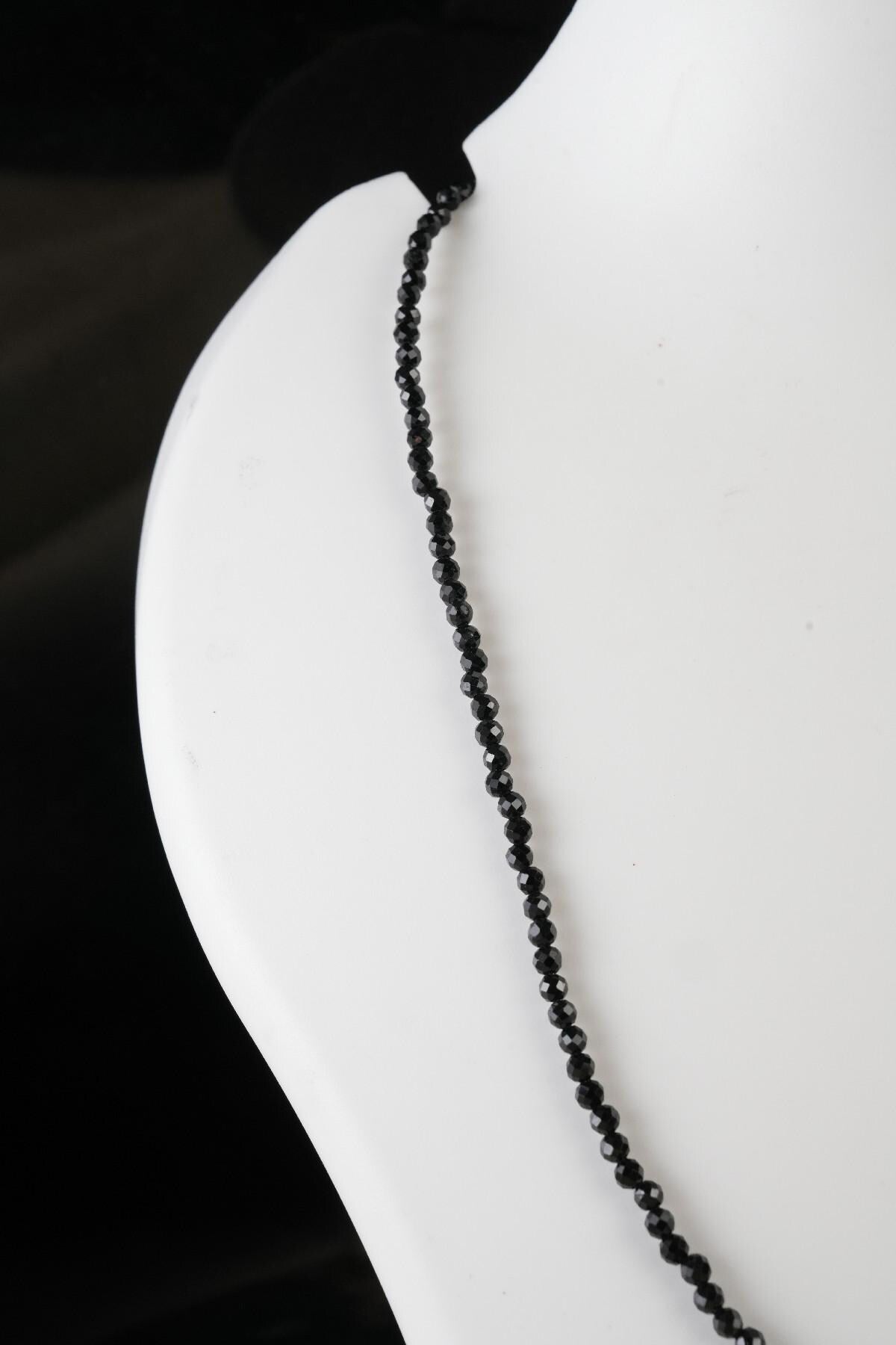 Genuine Black Spinel Beads Necklace / Handcrafted Adjustable Mala Necklace / 3 MM Round Micro Faceted Beaded Necklace Jewelry - AS & JG