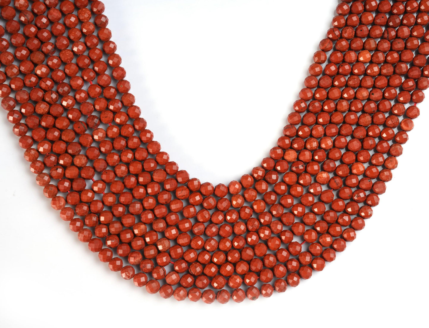 Natural Red Jasper Gemstone Round Micro Faceted Beads String 15.5 Inches Long 2/3/4/6 MM for Jewelry Making and Crafting - AS & JG