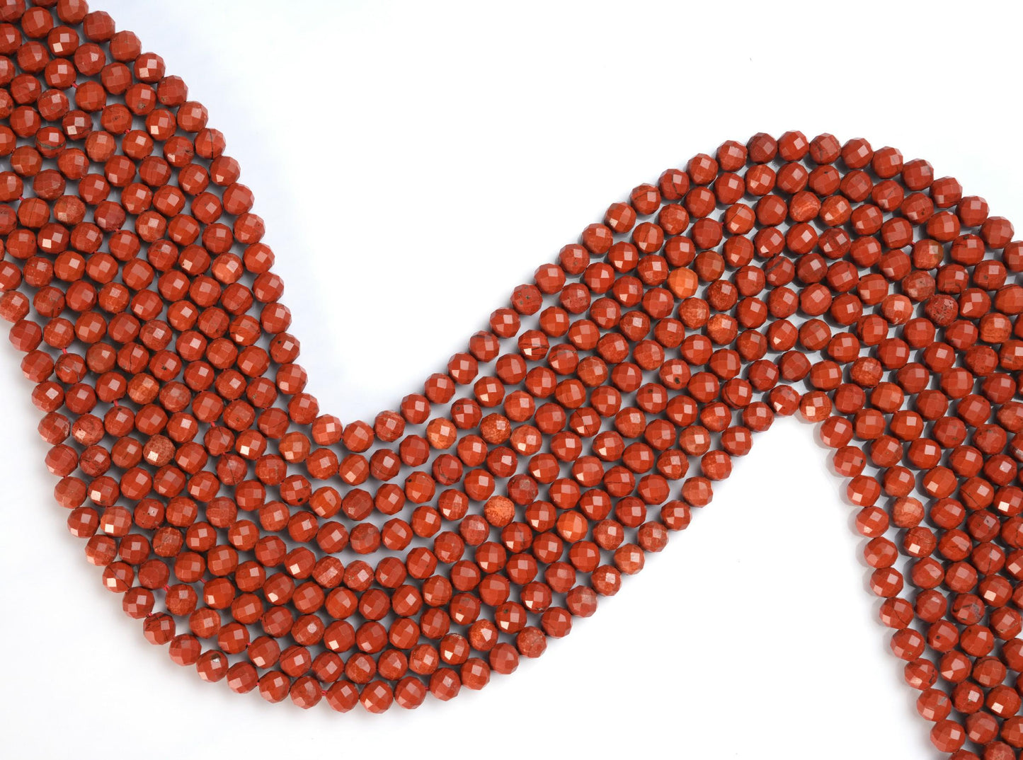 Natural Red Jasper Gemstone Round Micro Faceted Beads String 15.5 Inches Long 2/3/4/6 MM for Jewelry Making and Crafting - AS & JG